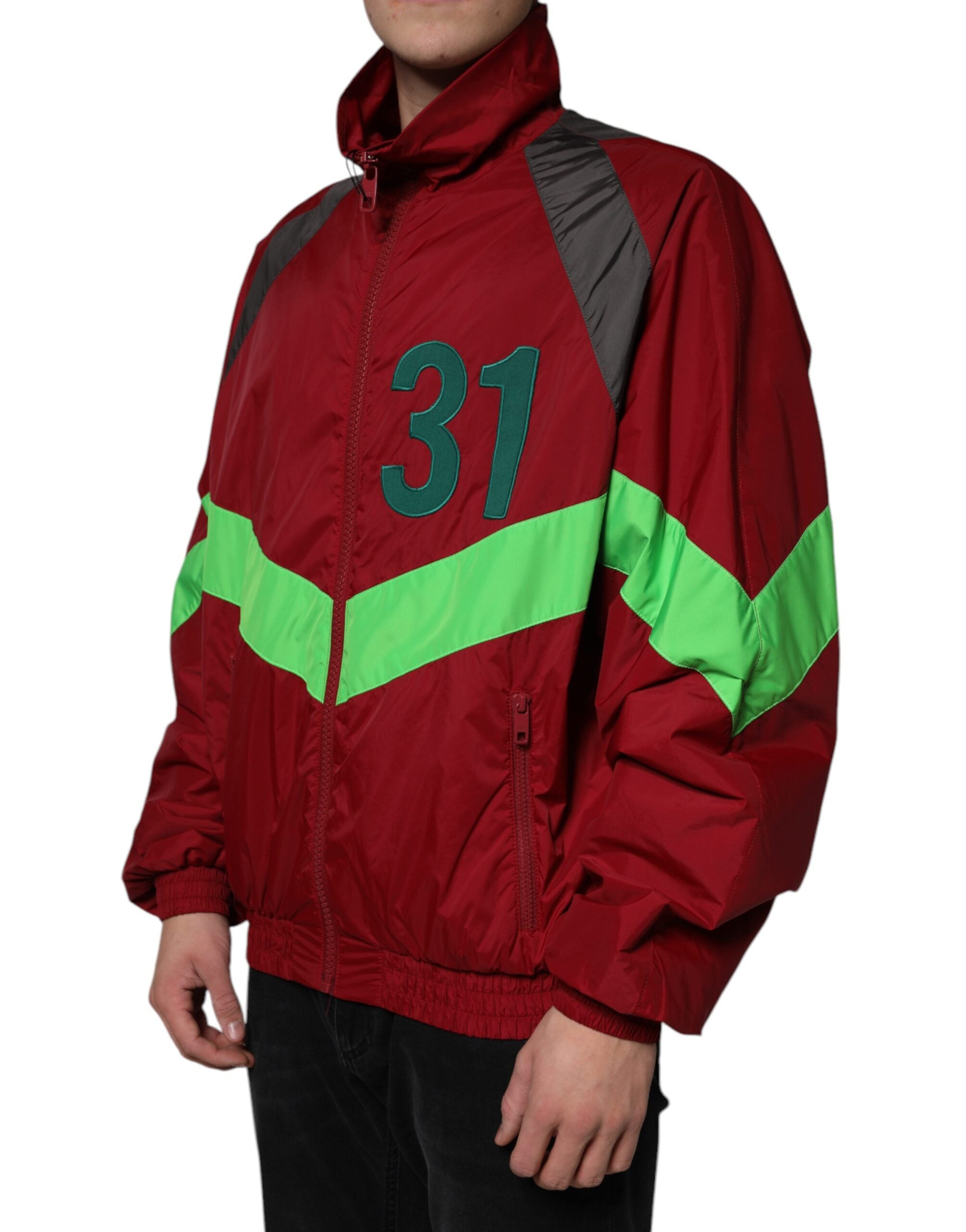 Veste coupe-vent zippée en nylon multicolore Dolce &amp; Gabbana