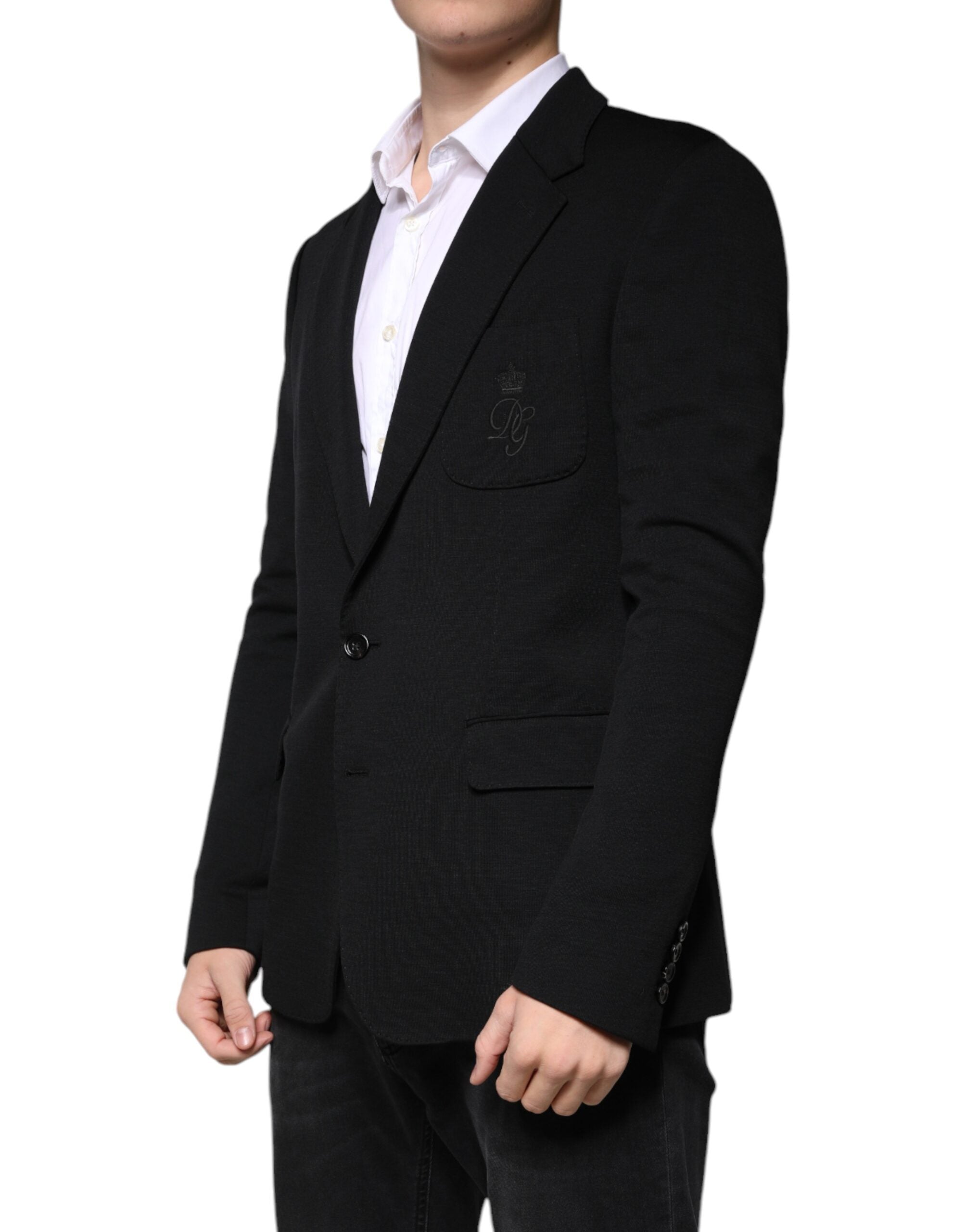 Blazer formel à simple boutonnage en laine noire Dolce &amp; Gabbana