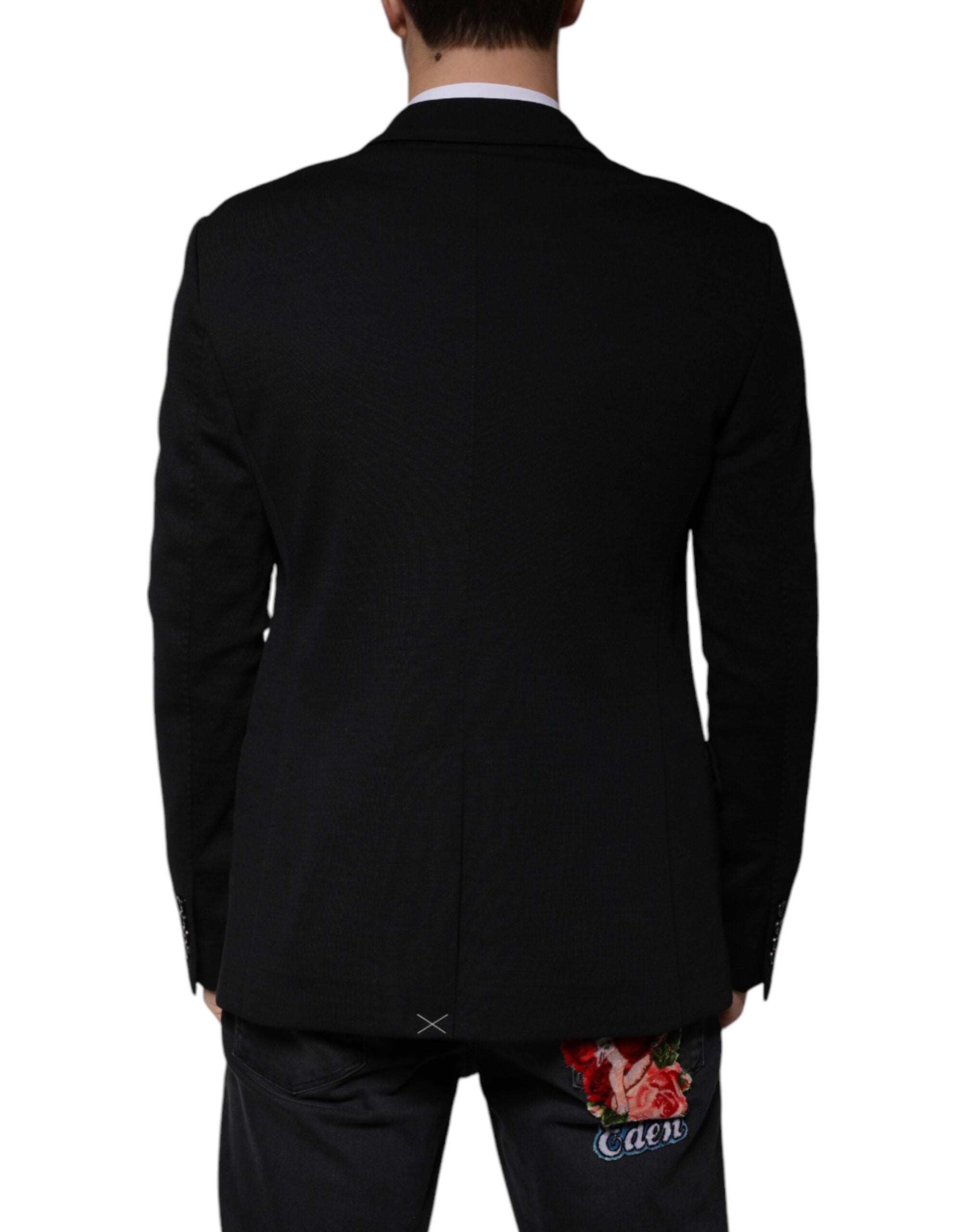 Blazer formel à simple boutonnage en laine noire Dolce &amp; Gabbana