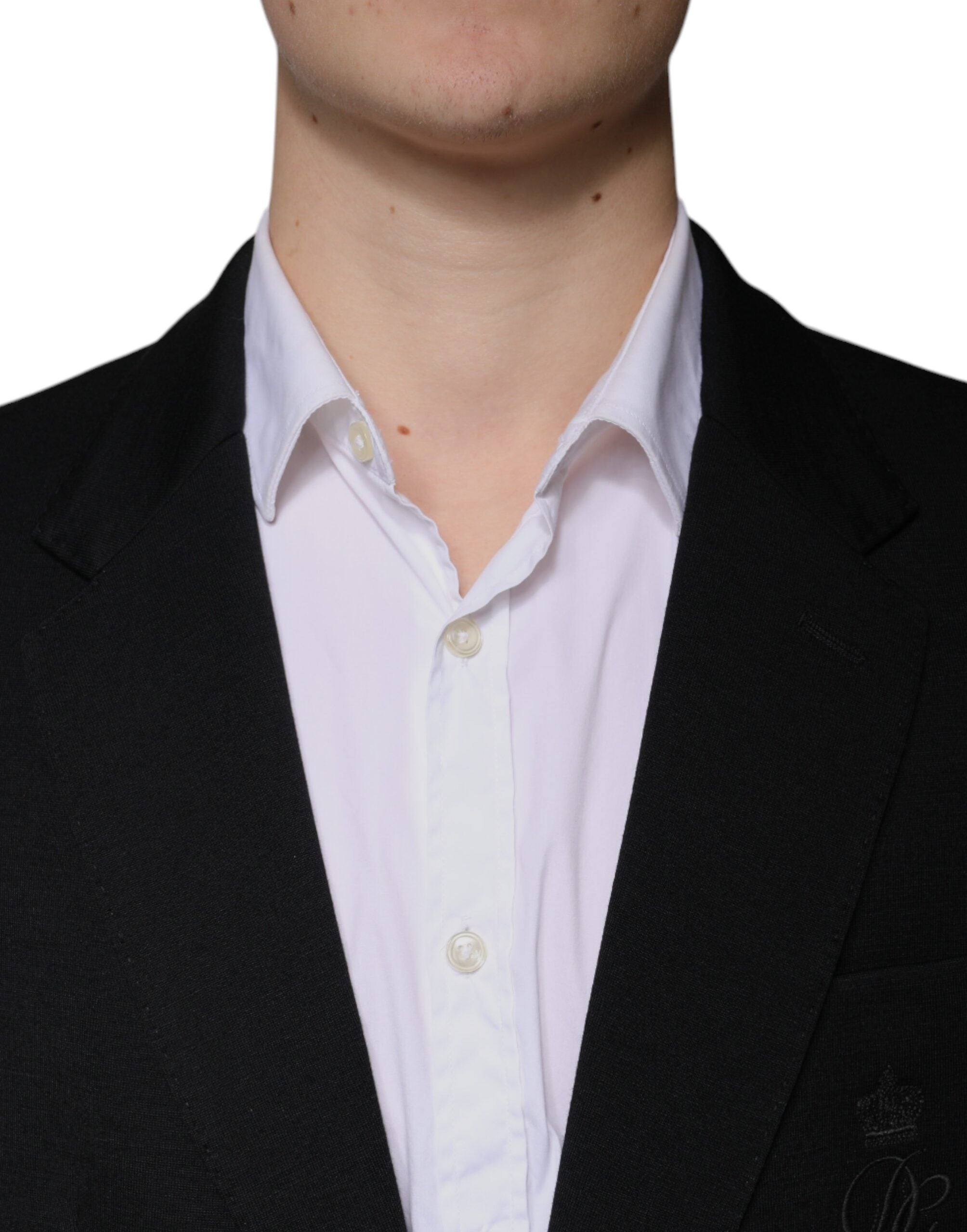 Blazer formel à simple boutonnage en laine noire Dolce &amp; Gabbana