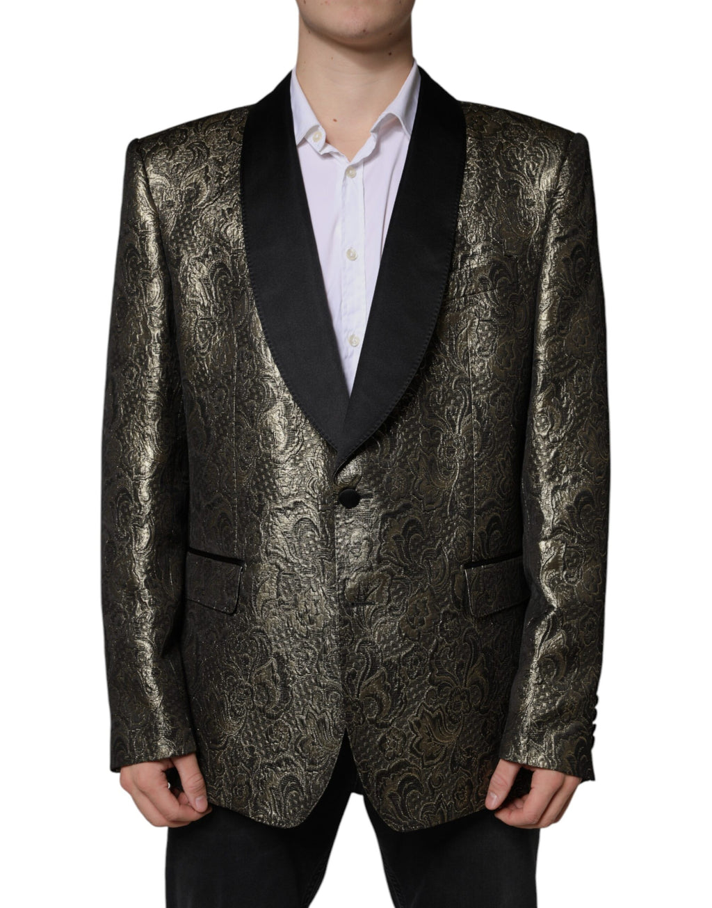 Blazer manteau simple boutonnage en jacquard Dolce &amp; Gabbana Gold SICILIA