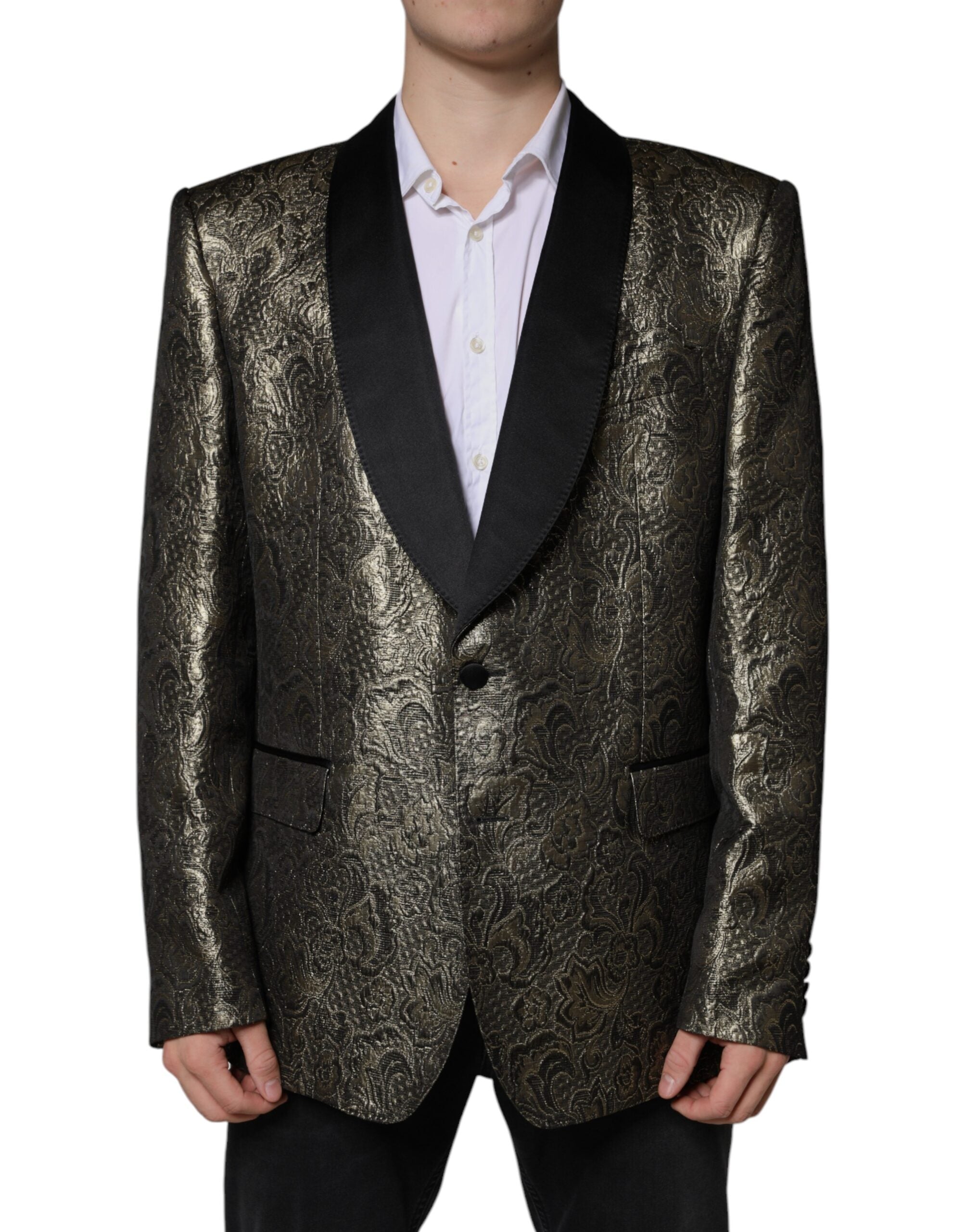 Blazer manteau simple boutonnage en jacquard Dolce &amp; Gabbana Gold SICILIA