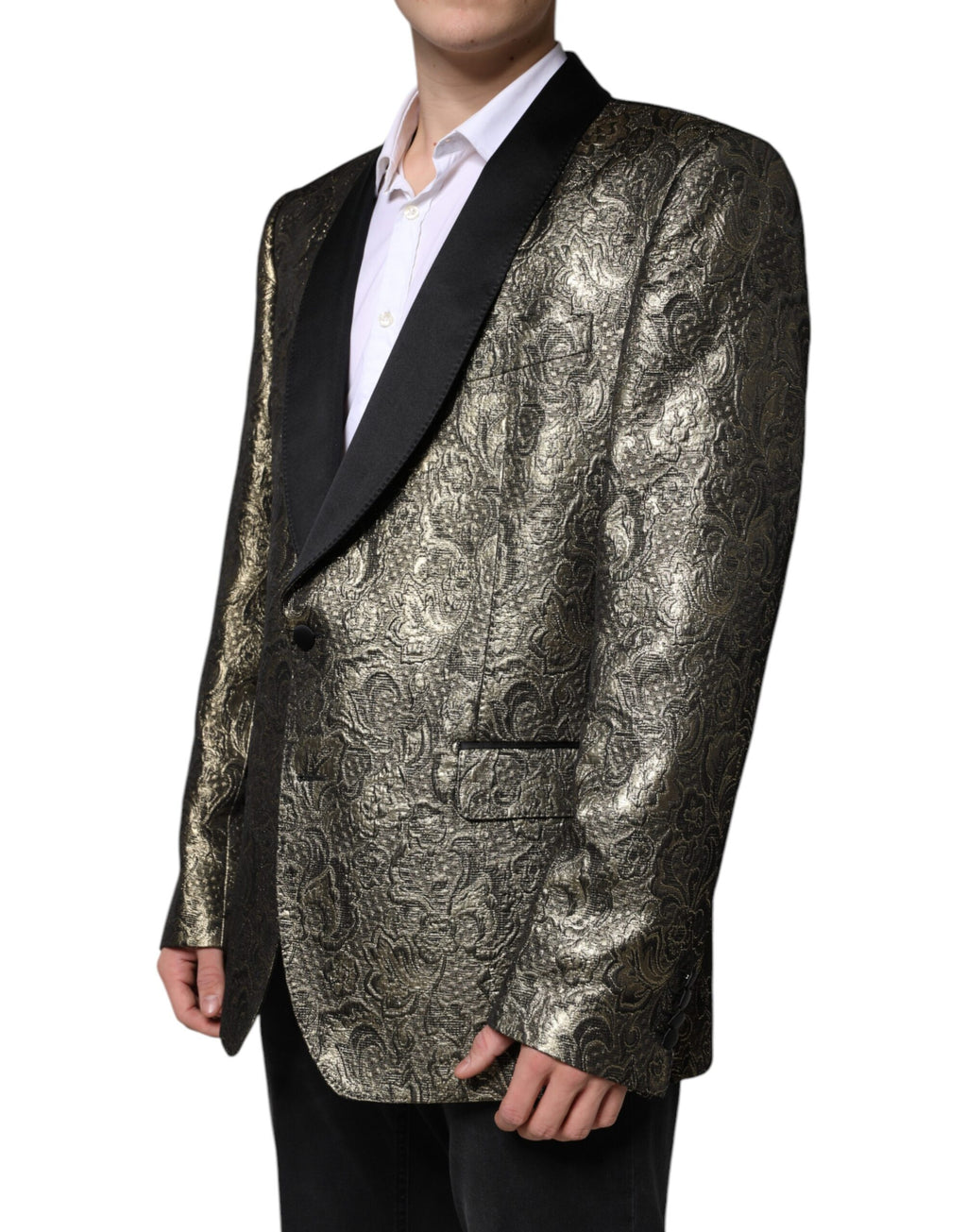 Blazer manteau simple boutonnage en jacquard Dolce &amp; Gabbana Gold SICILIA