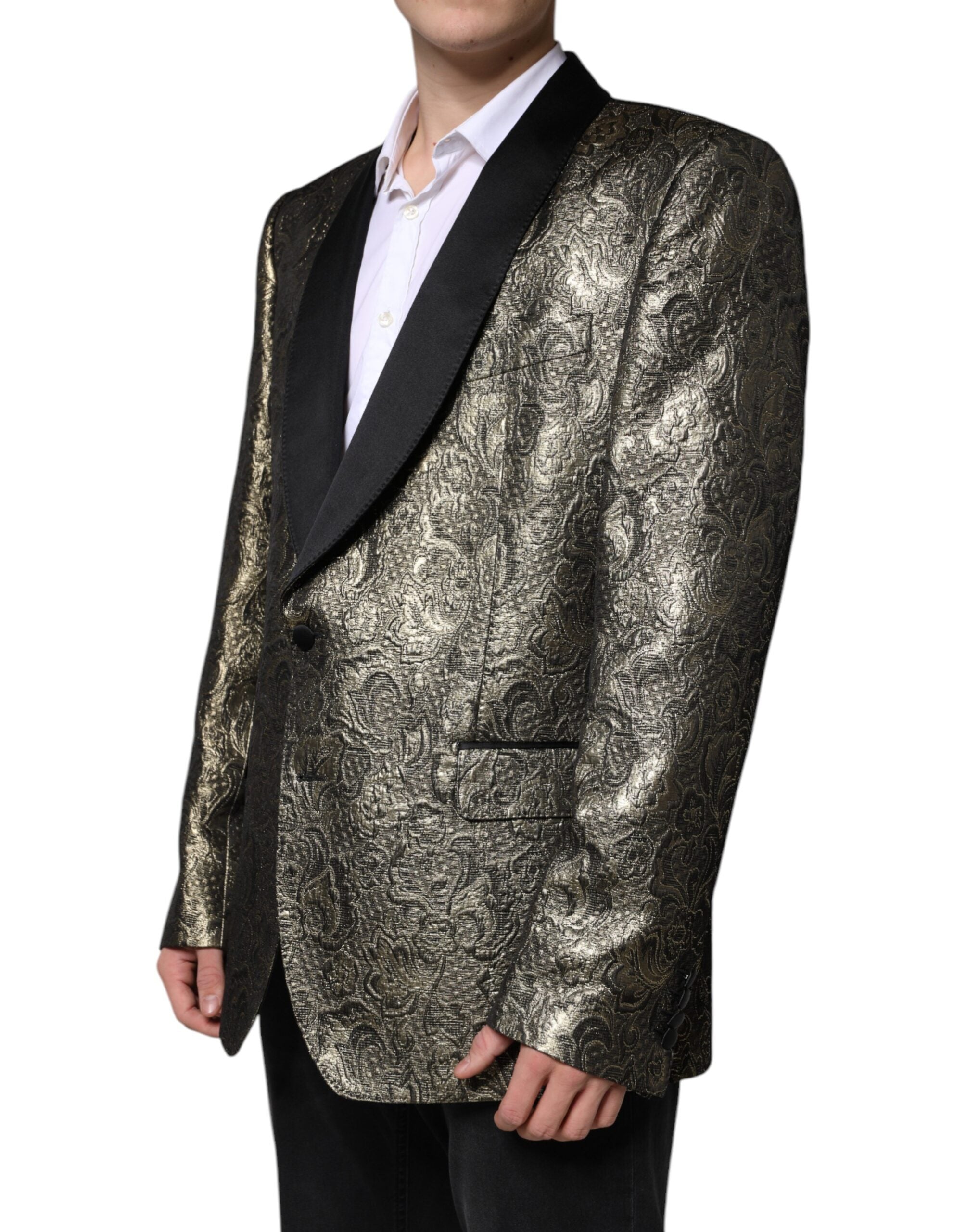Blazer manteau simple boutonnage en jacquard Dolce &amp; Gabbana Gold SICILIA