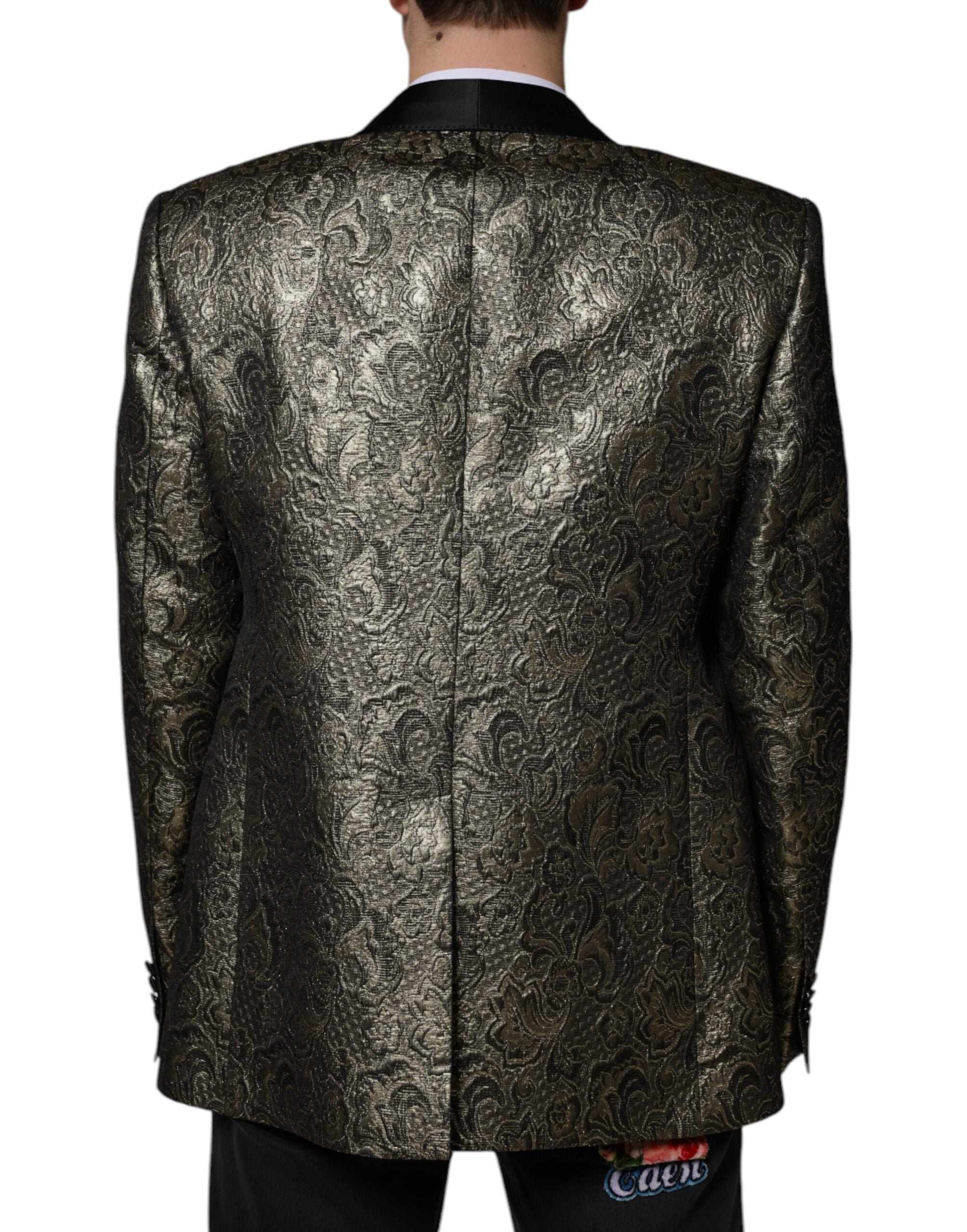Blazer manteau simple boutonnage en jacquard Dolce &amp; Gabbana Gold SICILIA