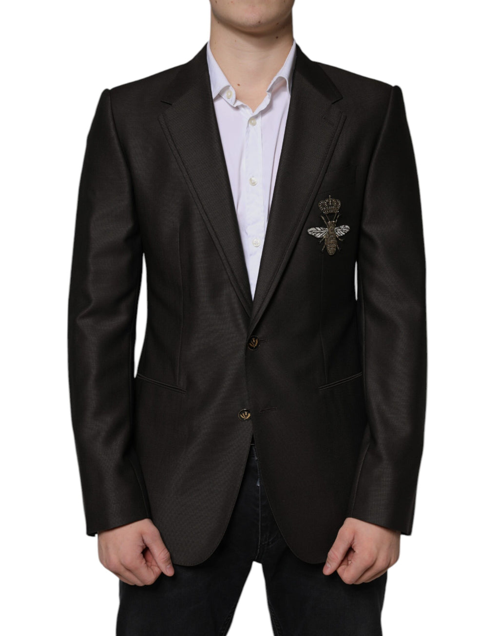 Dolce &amp; Gabbana Blazer Veste en laine marron et vert abeille
