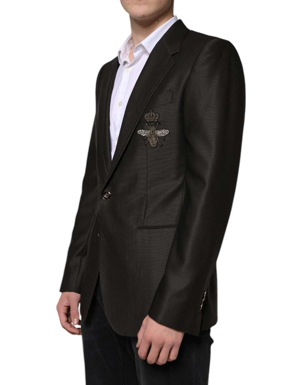 Dolce &amp; Gabbana Blazer Veste en laine marron et vert abeille