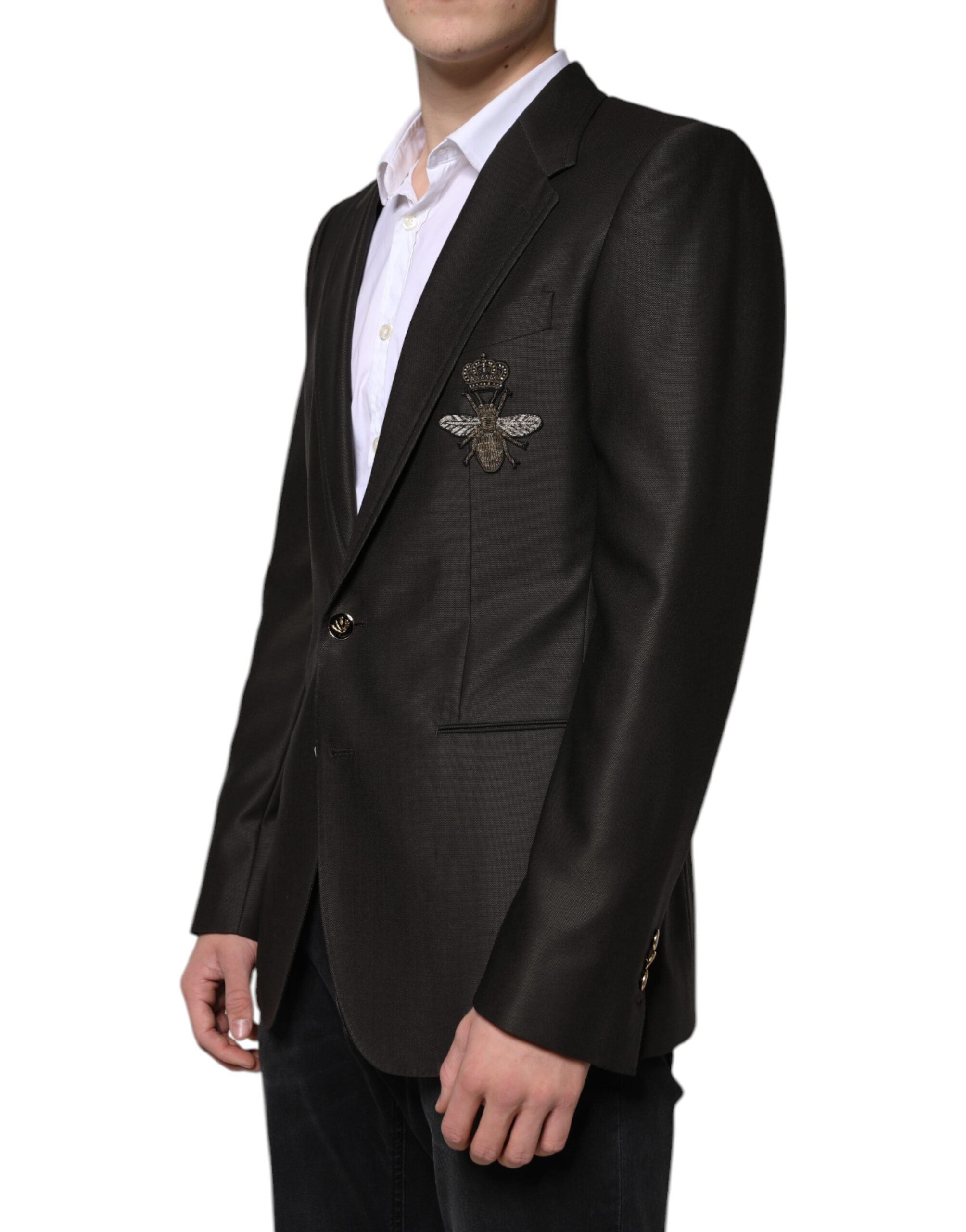 Dolce &amp; Gabbana Blazer Veste en laine marron et vert abeille