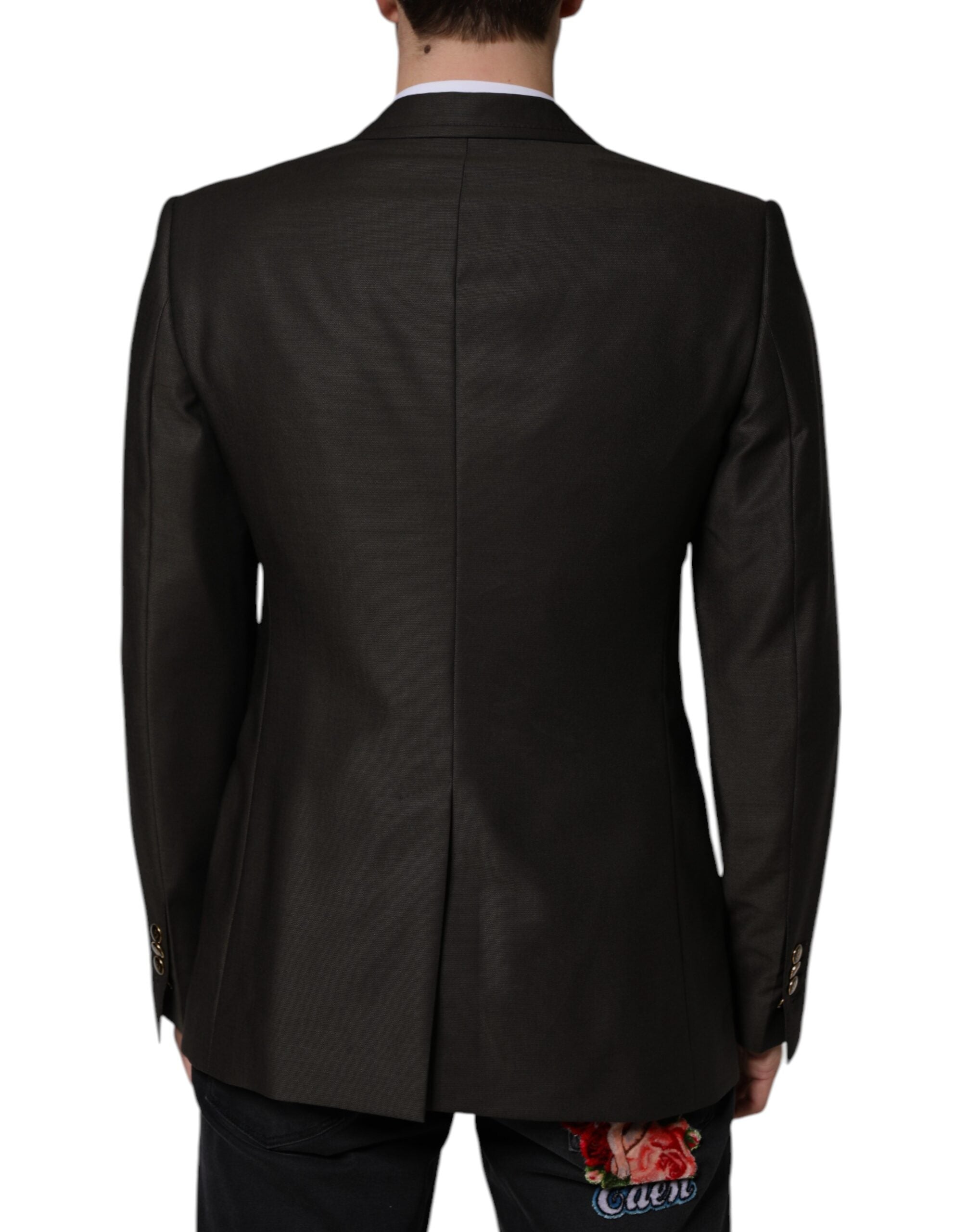 Dolce &amp; Gabbana Blazer Veste en laine marron et vert abeille