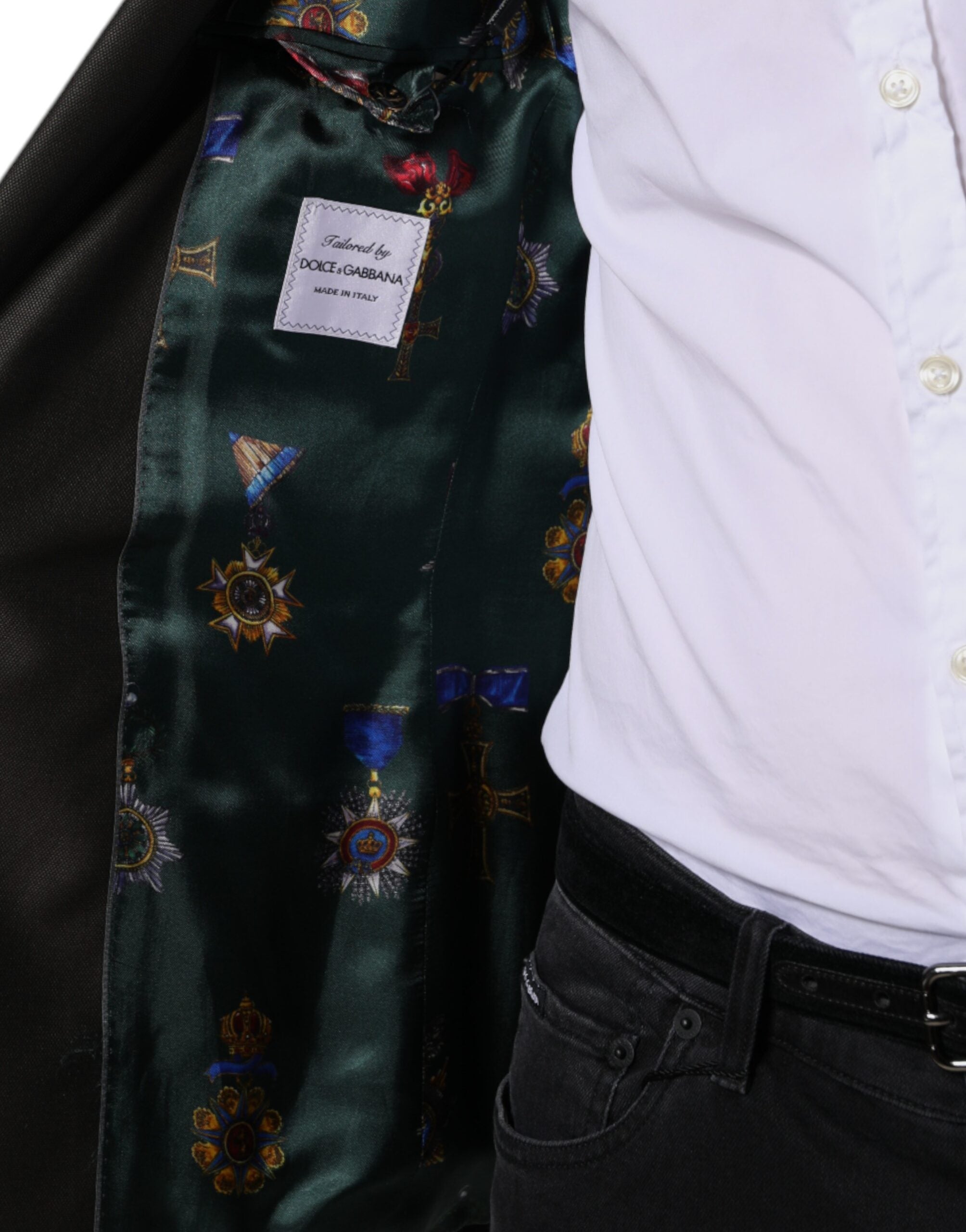 Dolce &amp; Gabbana Blazer Veste en laine marron et vert abeille