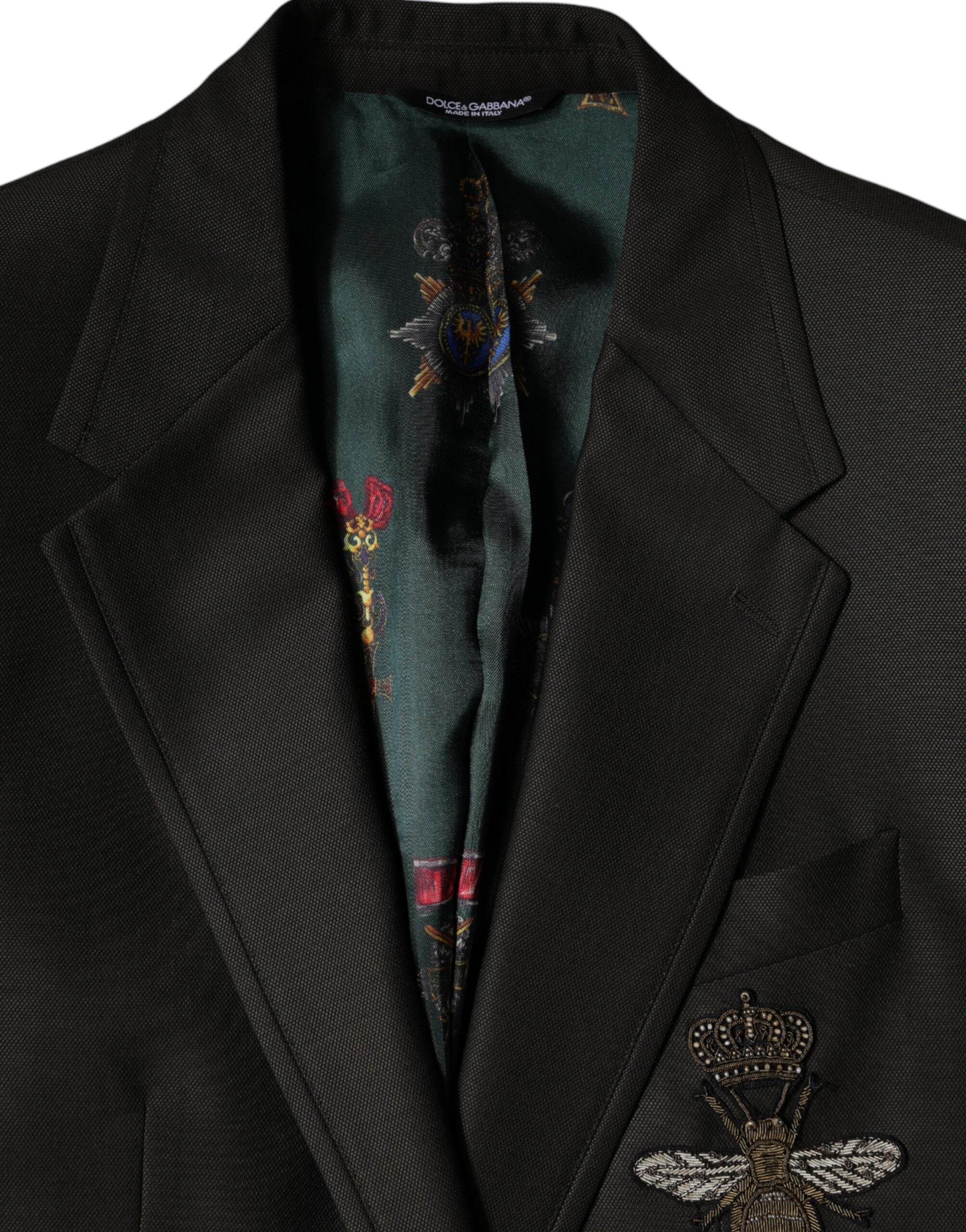 Dolce &amp; Gabbana Blazer Veste en laine marron et vert abeille