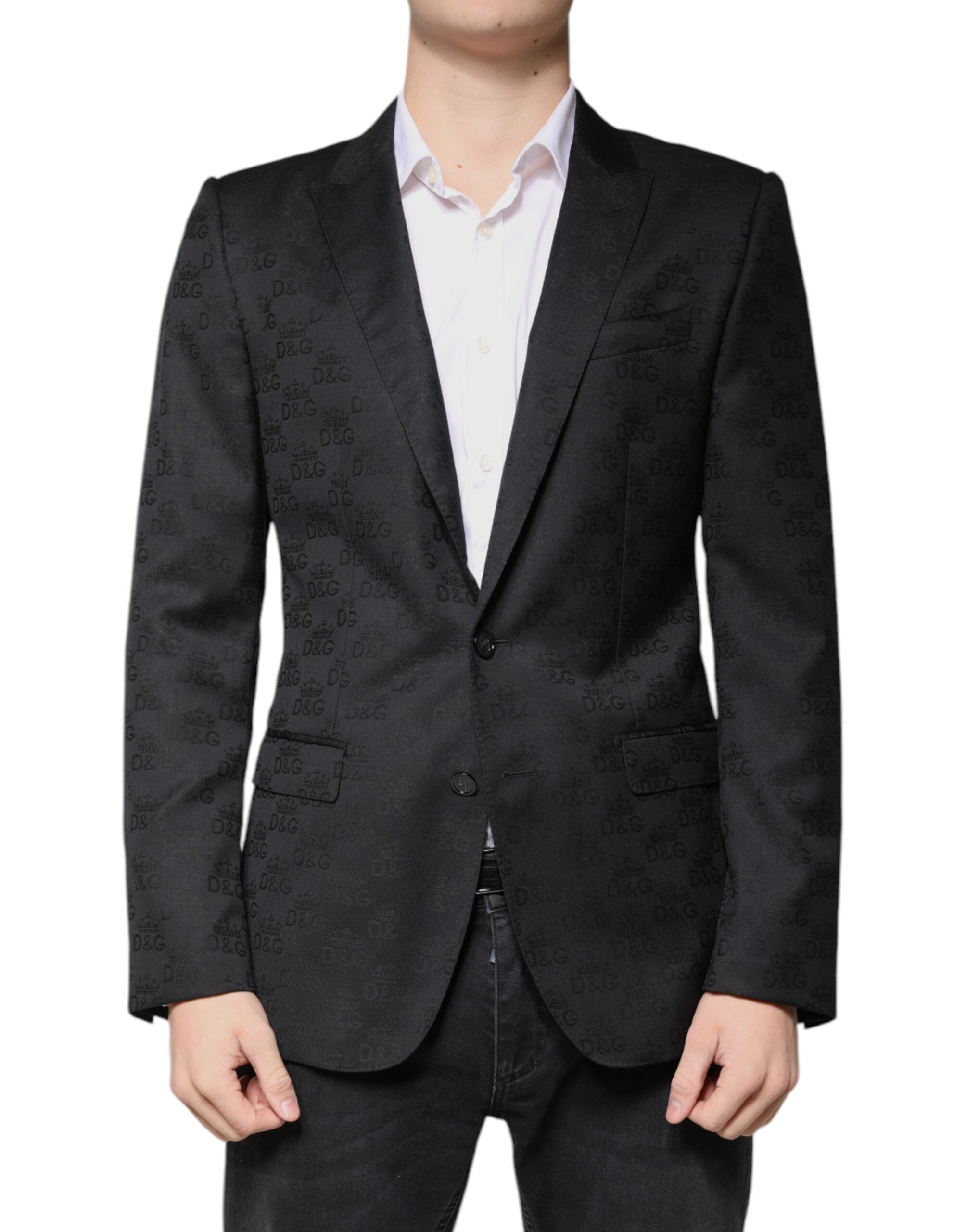 Blazer formel à simple boutonnage en laine noire Dolce &amp; Gabbana