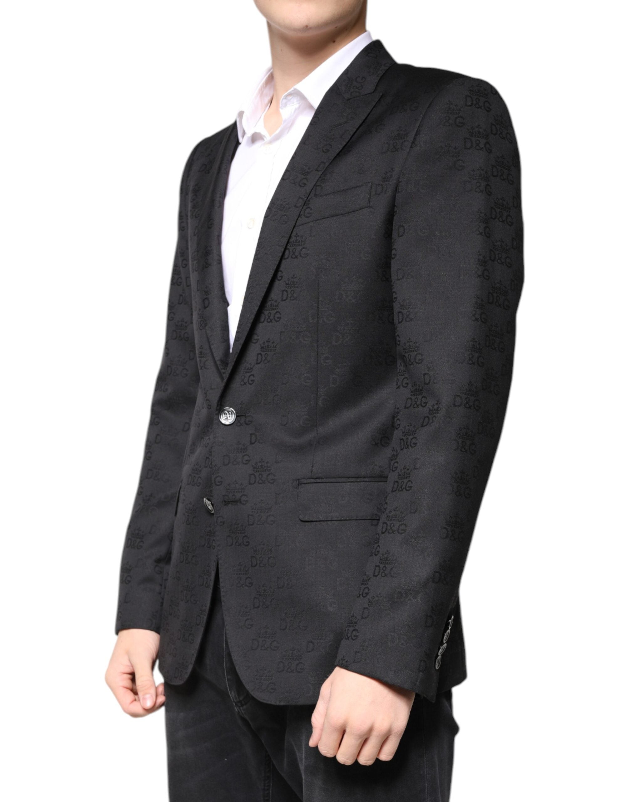 Blazer formel à simple boutonnage en laine noire Dolce &amp; Gabbana