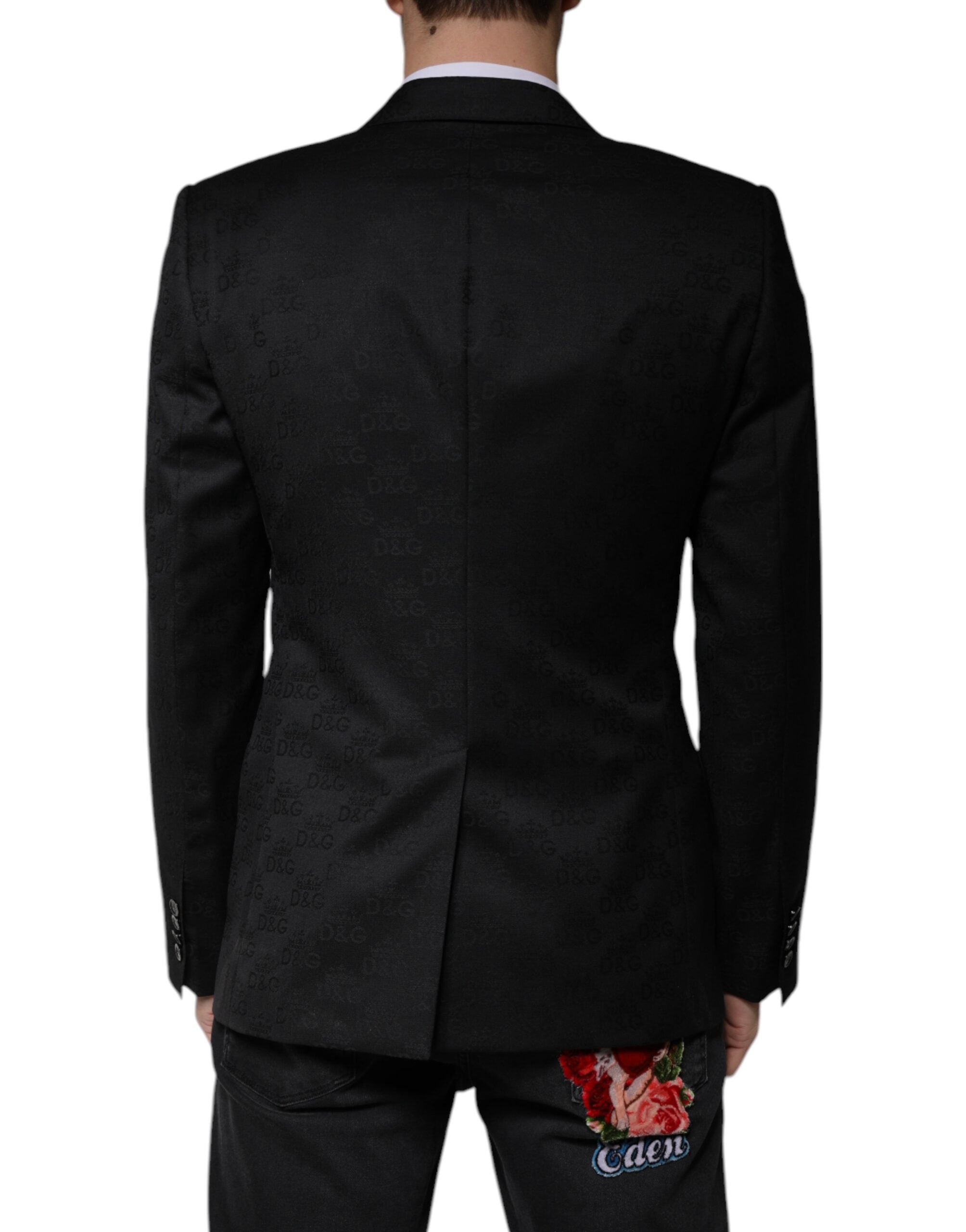 Blazer formel à simple boutonnage en laine noire Dolce &amp; Gabbana