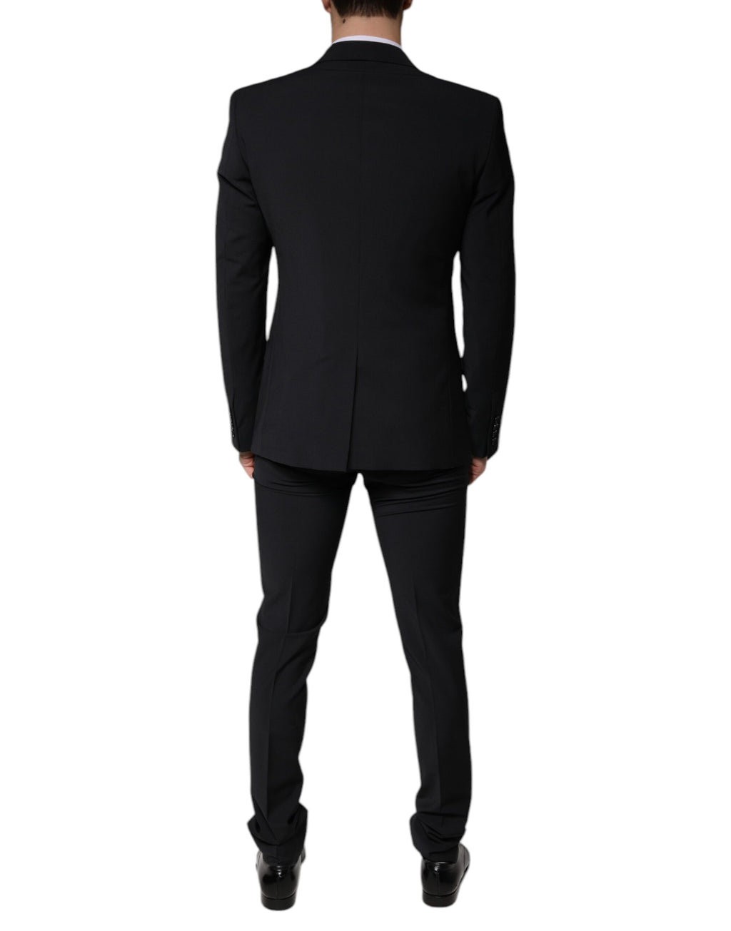 Costume 3 pièces slim fit en laine noire Dolce &amp; Gabbana pour homme