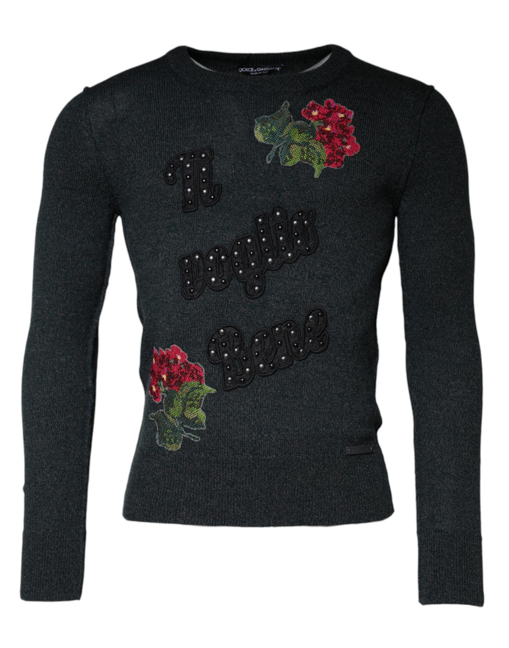 Pull ras du cou gris à ornements Dolce &amp; Gabbana