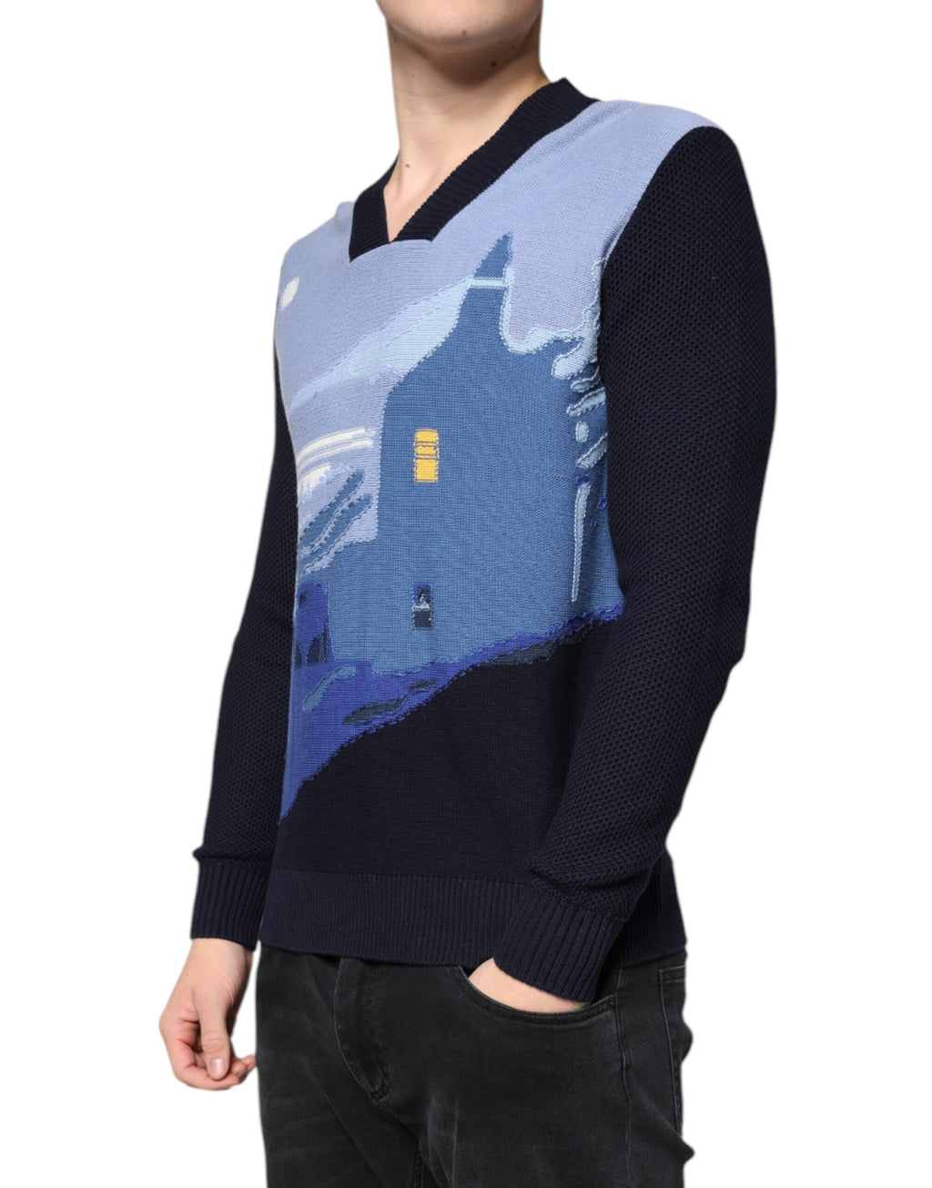Pull multicolore à manches longues et col en V Ballantyne