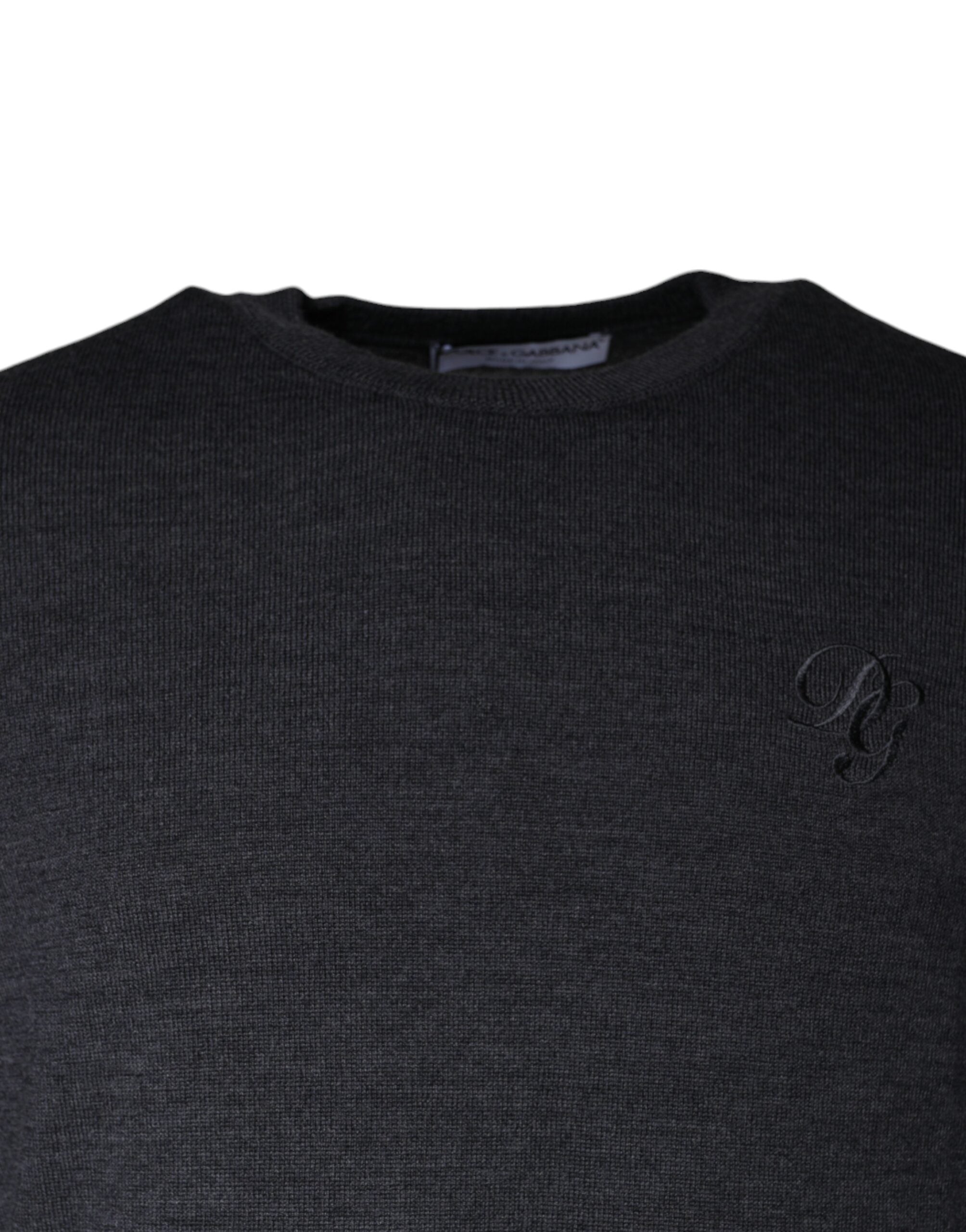 Pull ras du cou en laine gris foncé Dolce &amp; Gabbana