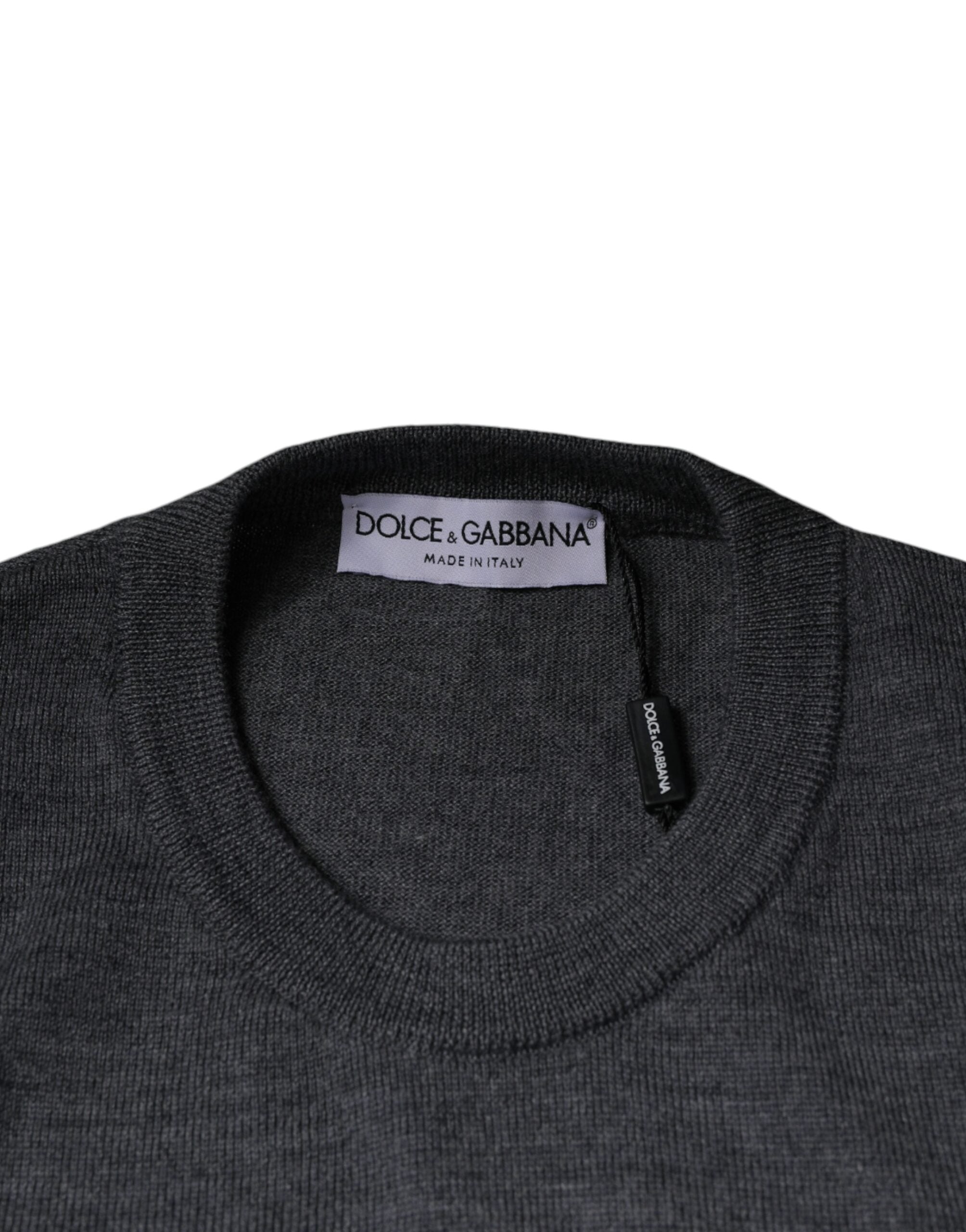 Pull ras du cou en laine gris foncé Dolce &amp; Gabbana