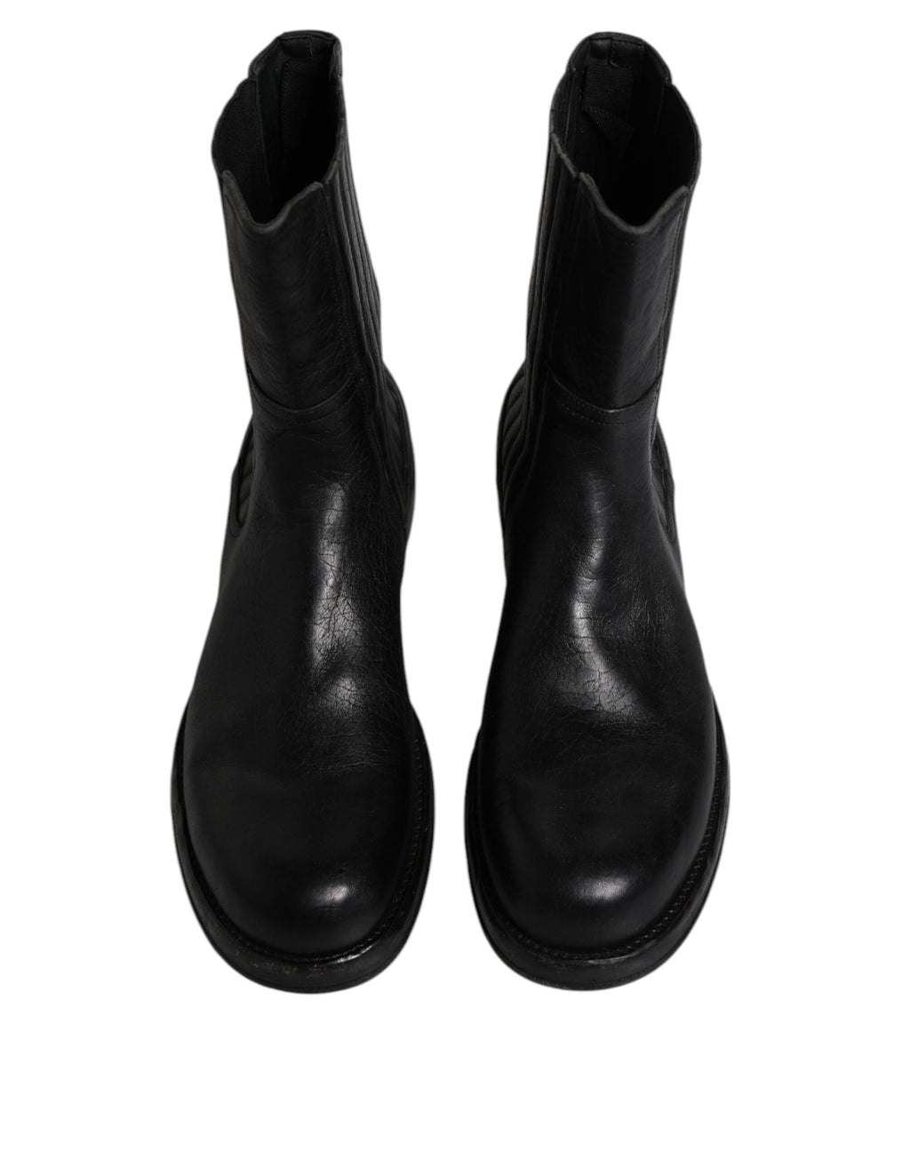 Dolce &amp; Gabbana – Wadenhohe Stiefel aus schwarzem Pferdeleder