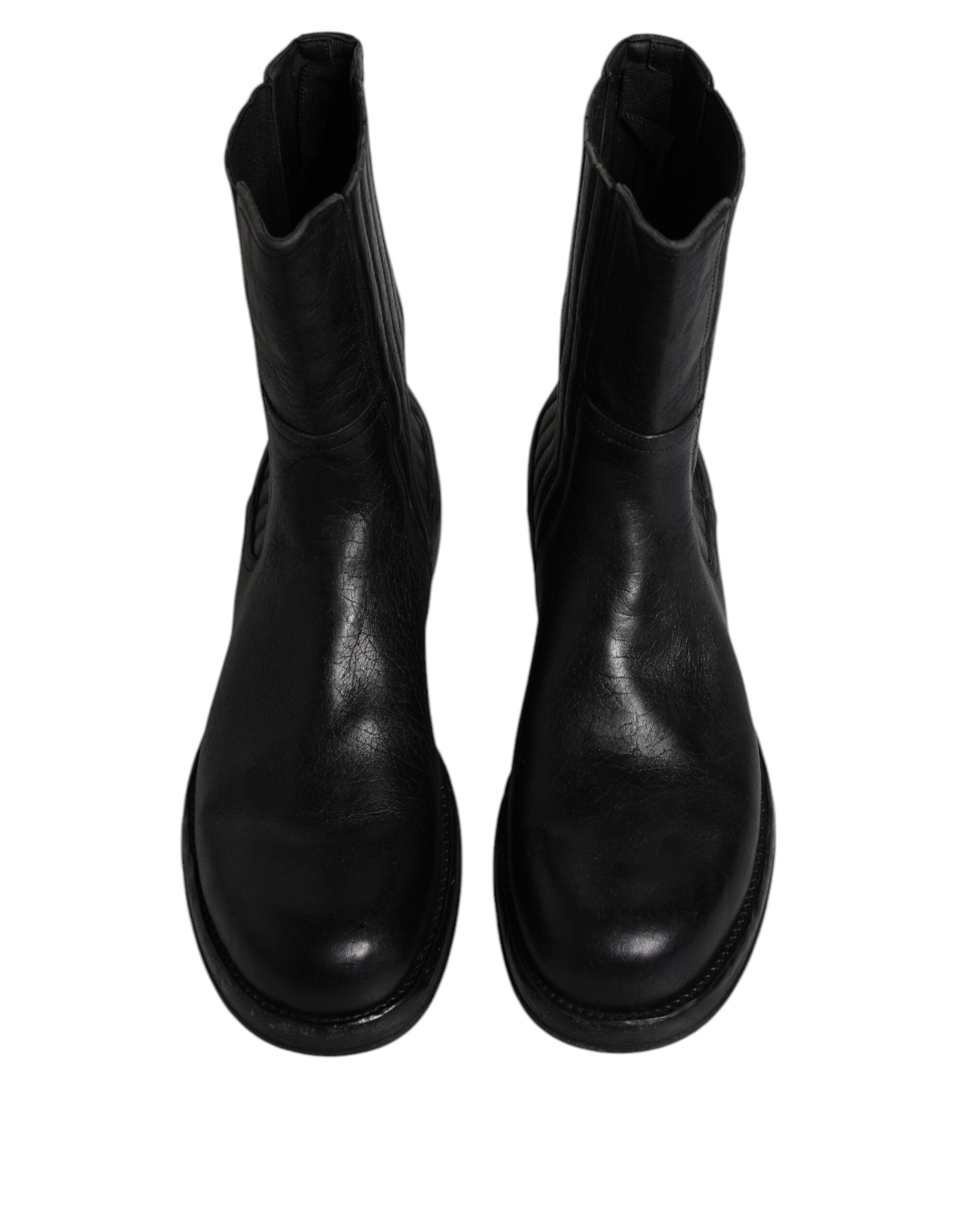 Dolce &amp; Gabbana – Wadenhohe Stiefel aus schwarzem Pferdeleder