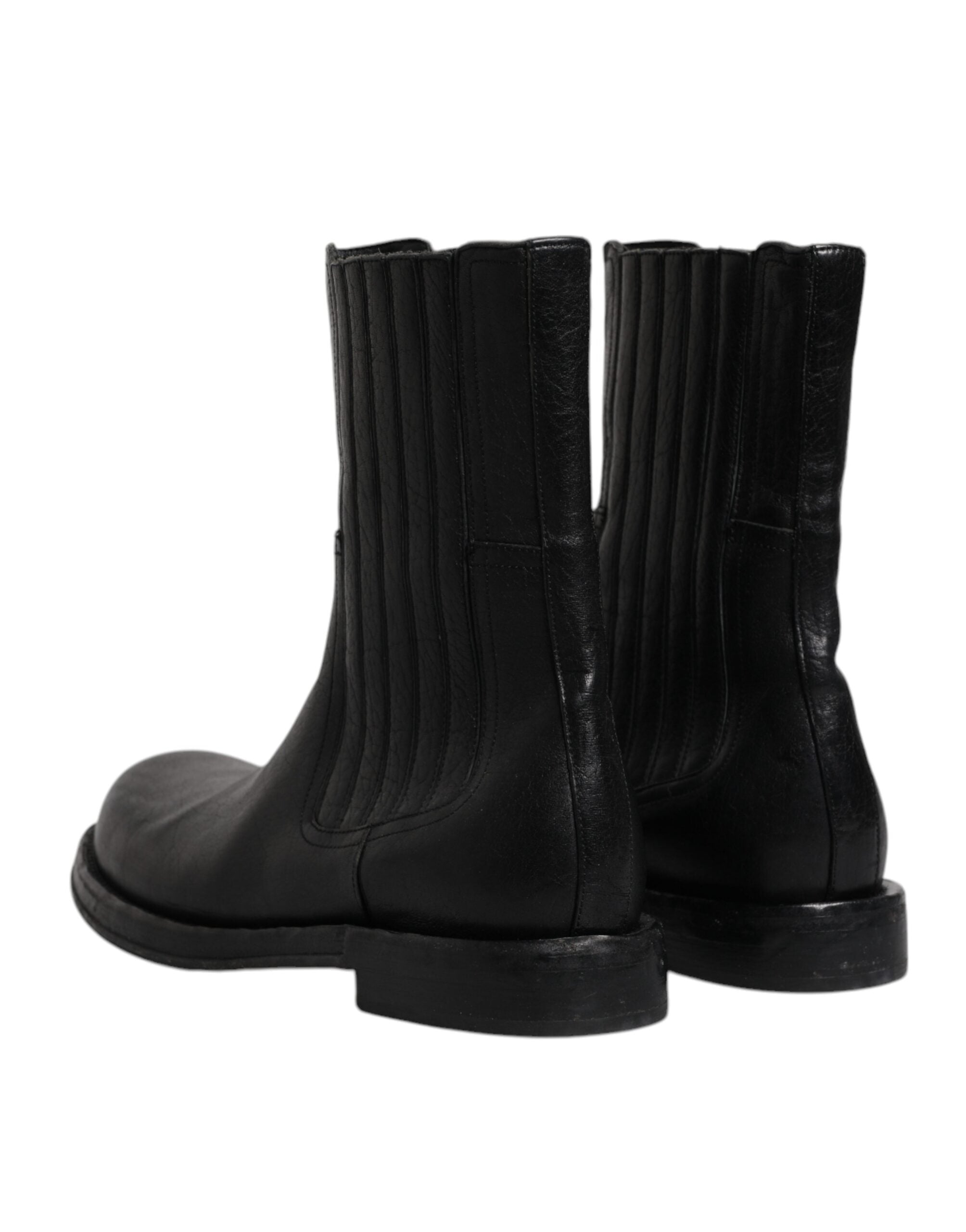 Dolce &amp; Gabbana – Wadenhohe Stiefel aus schwarzem Pferdeleder