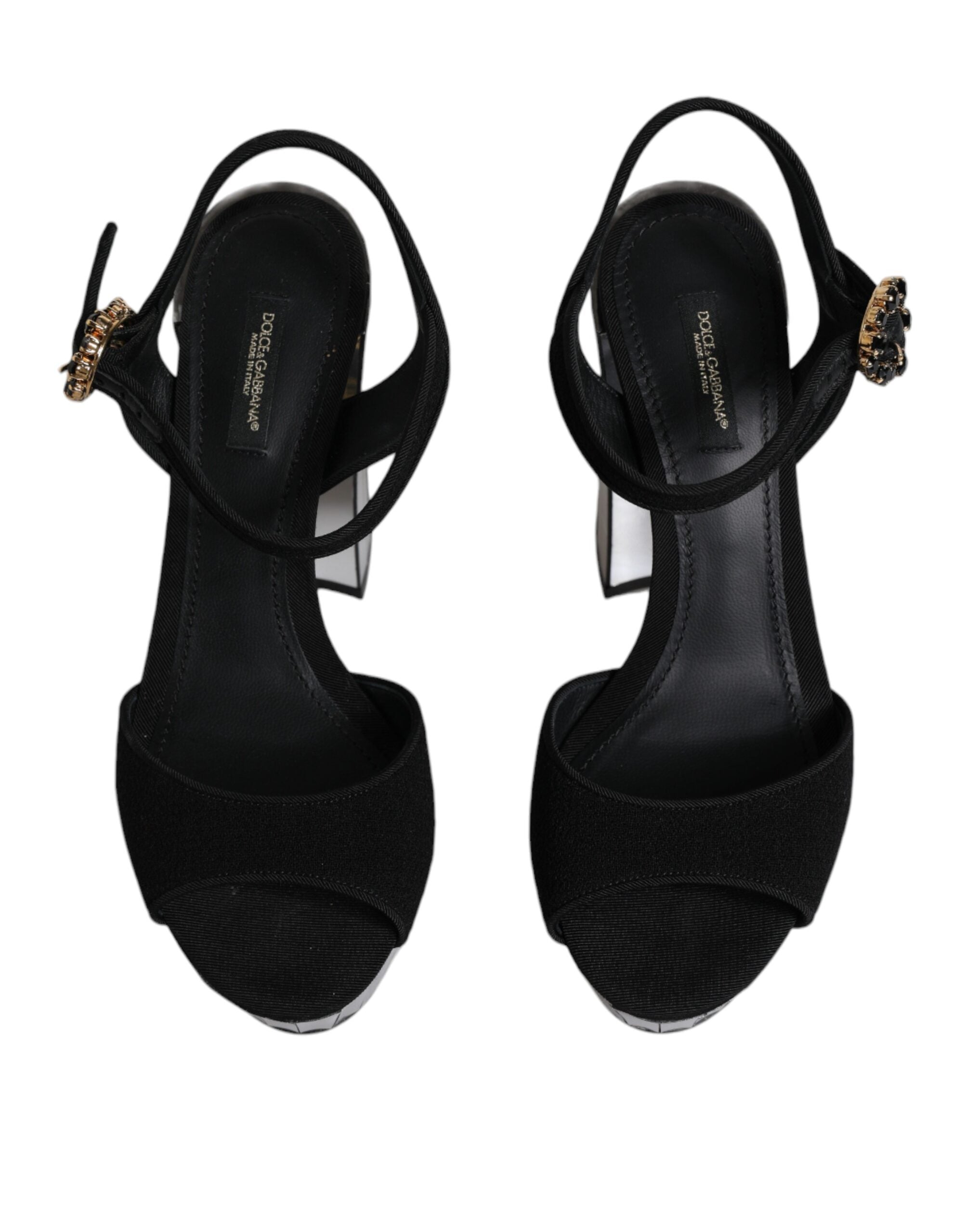 Sandales à plateforme et talons miroir noirs Dolce &amp; Gabbana