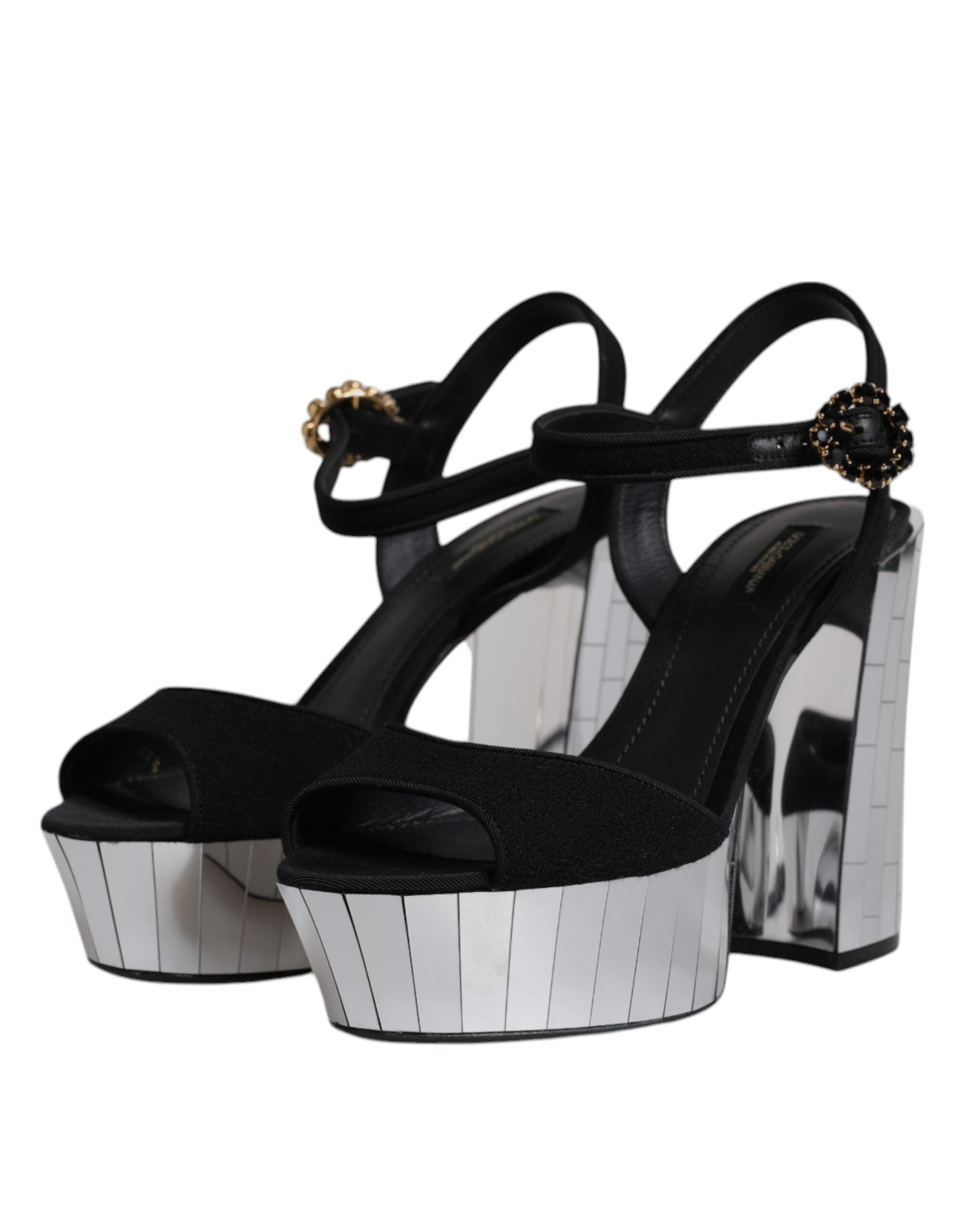 Sandales à plateforme et talons miroir noirs Dolce &amp; Gabbana