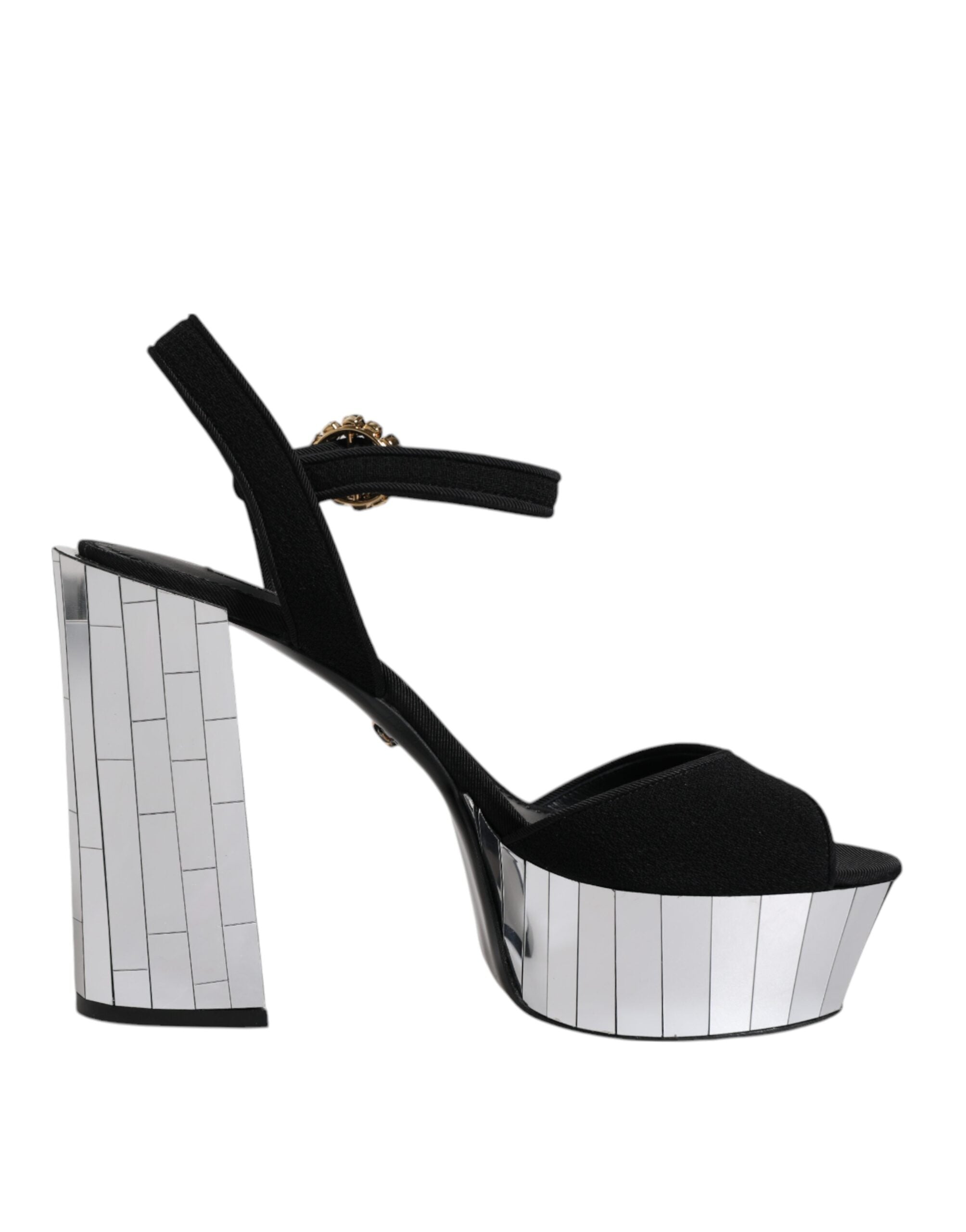 Sandales à plateforme et talons miroir noirs Dolce &amp; Gabbana