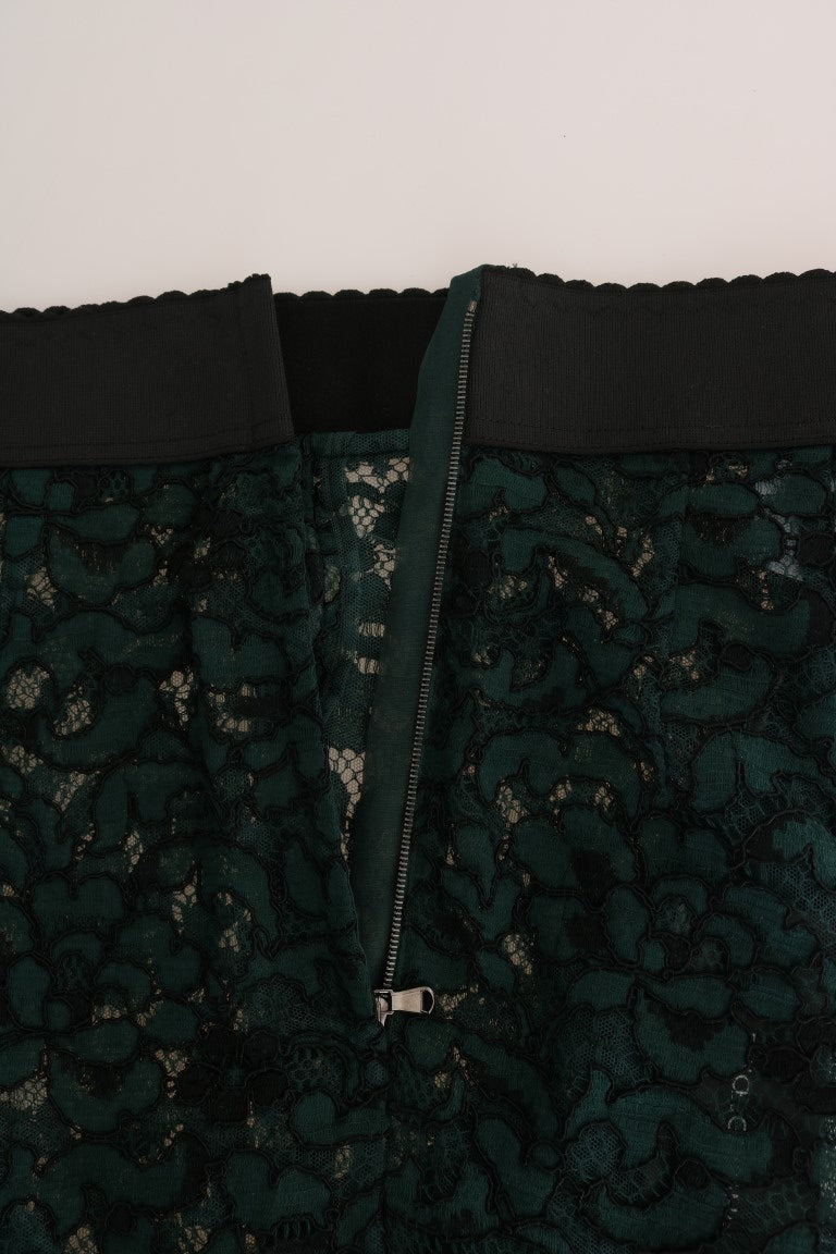 Dolce &amp; Gabbana – Schmal geschnittene Hose mit Blumenspitze und hoher Taille