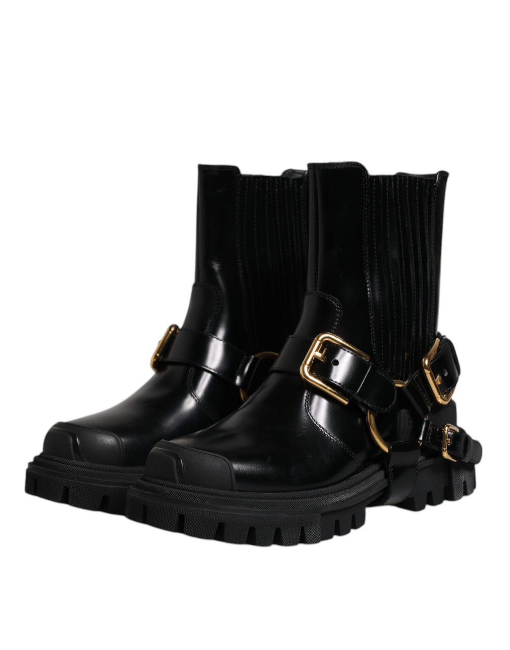 Chaussures de randonnée extensibles à enfiler en cuir noir Dolce &amp; Gabbana