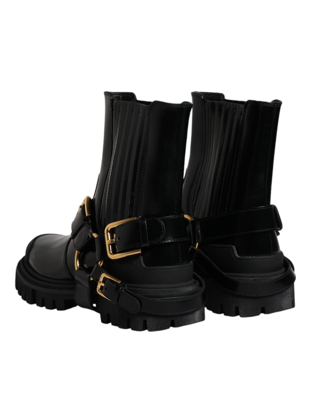 Chaussures de randonnée extensibles à enfiler en cuir noir Dolce &amp; Gabbana