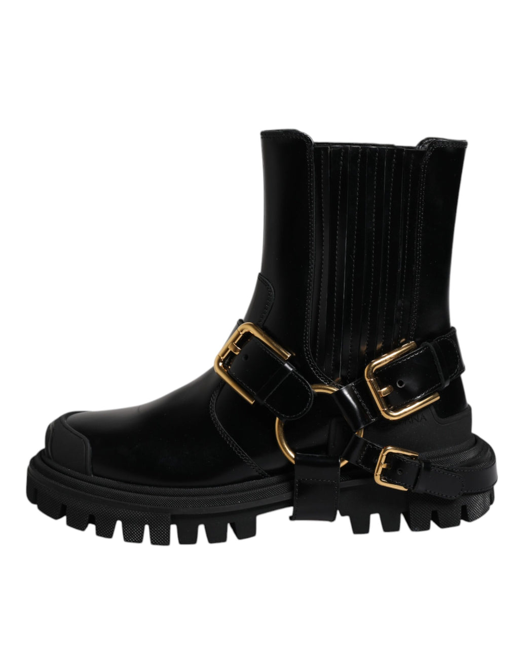 Chaussures de randonnée extensibles à enfiler en cuir noir Dolce &amp; Gabbana