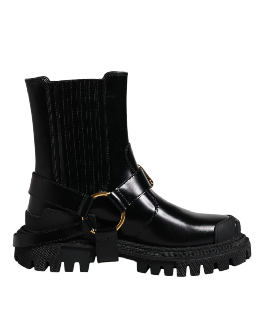 Chaussures de randonnée extensibles à enfiler en cuir noir Dolce &amp; Gabbana