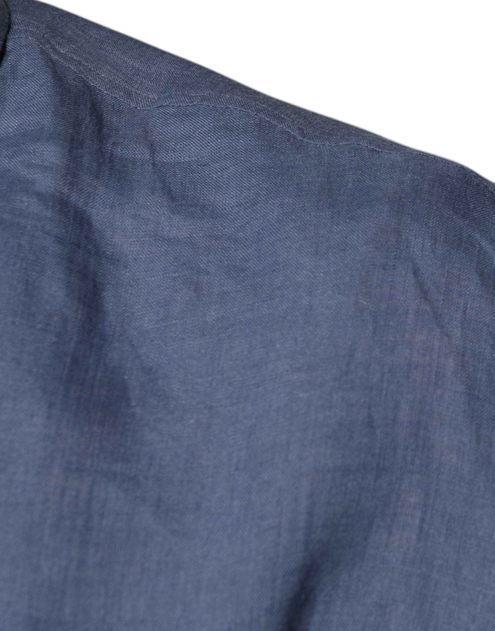 Chemise décontractée boutonnée à manches longues et logo bleu Dolce &amp; Gabbana