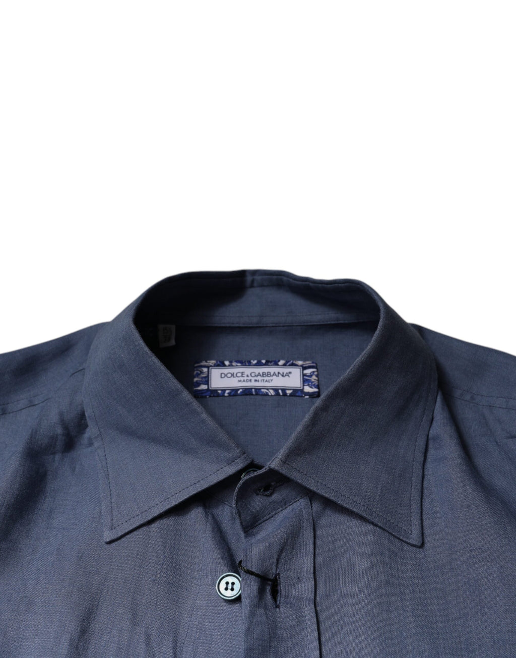 Chemise décontractée boutonnée à manches longues et logo bleu Dolce &amp; Gabbana