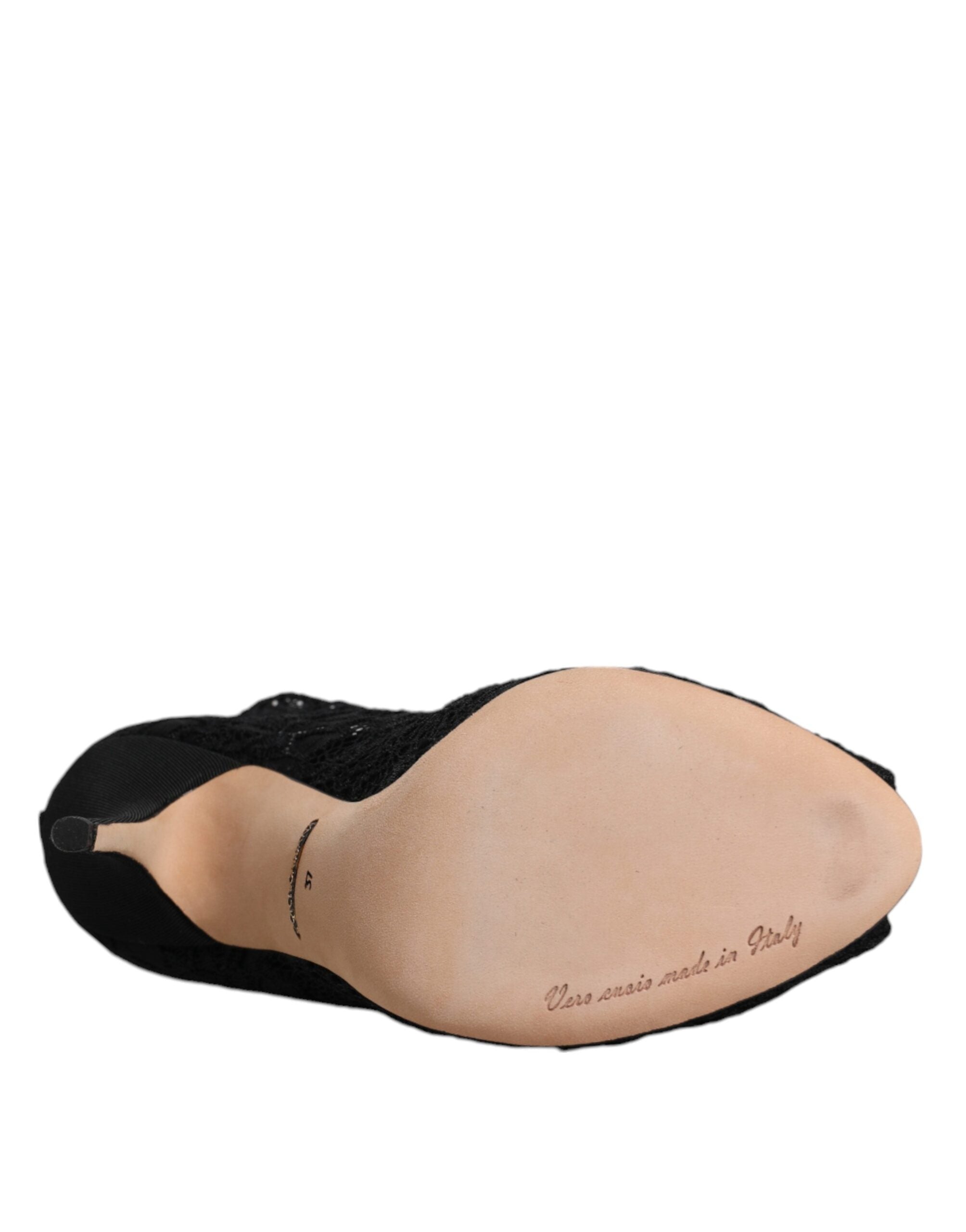 Dolce &amp; Gabbana – Schwarze Stiefel mit Stretch-Absatz und halbhoher Spitze