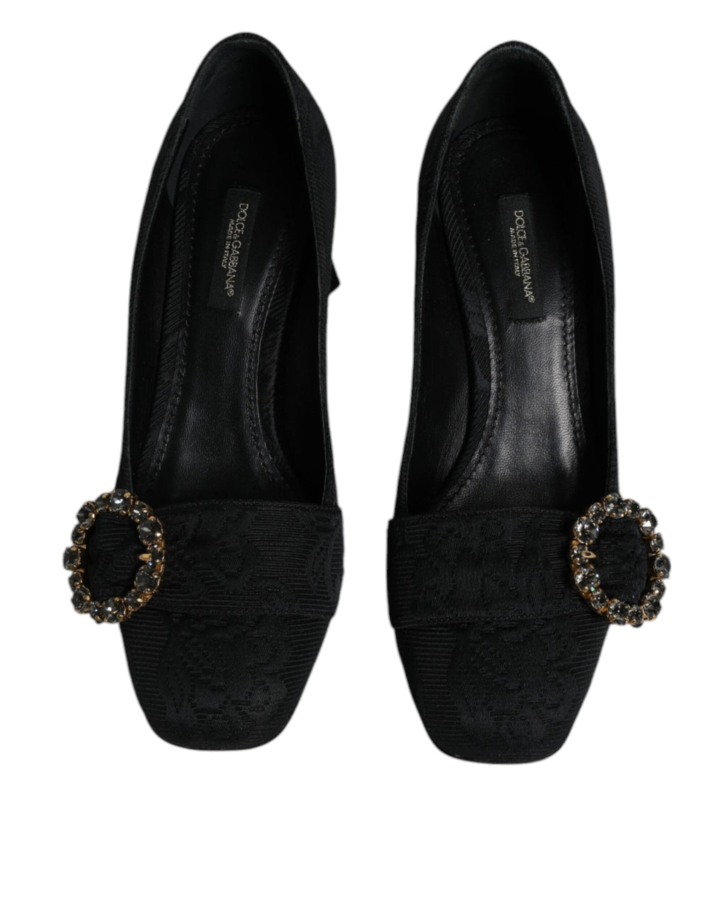 Escarpins à talons et cristaux Dolce &amp; Gabbana en brocart noir
