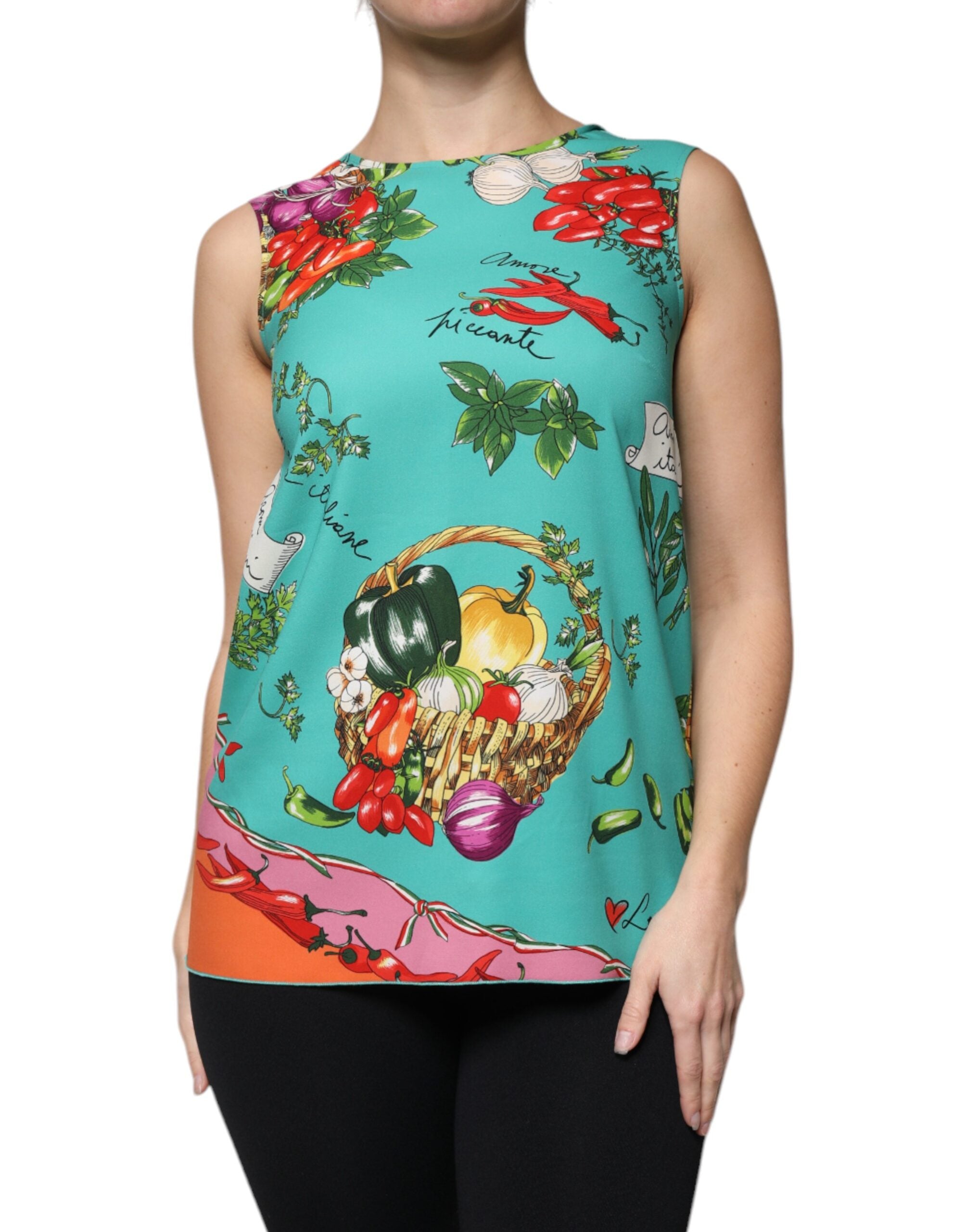 Débardeur sans manches Dolce &amp; Gabbana à imprimé végétal multicolore