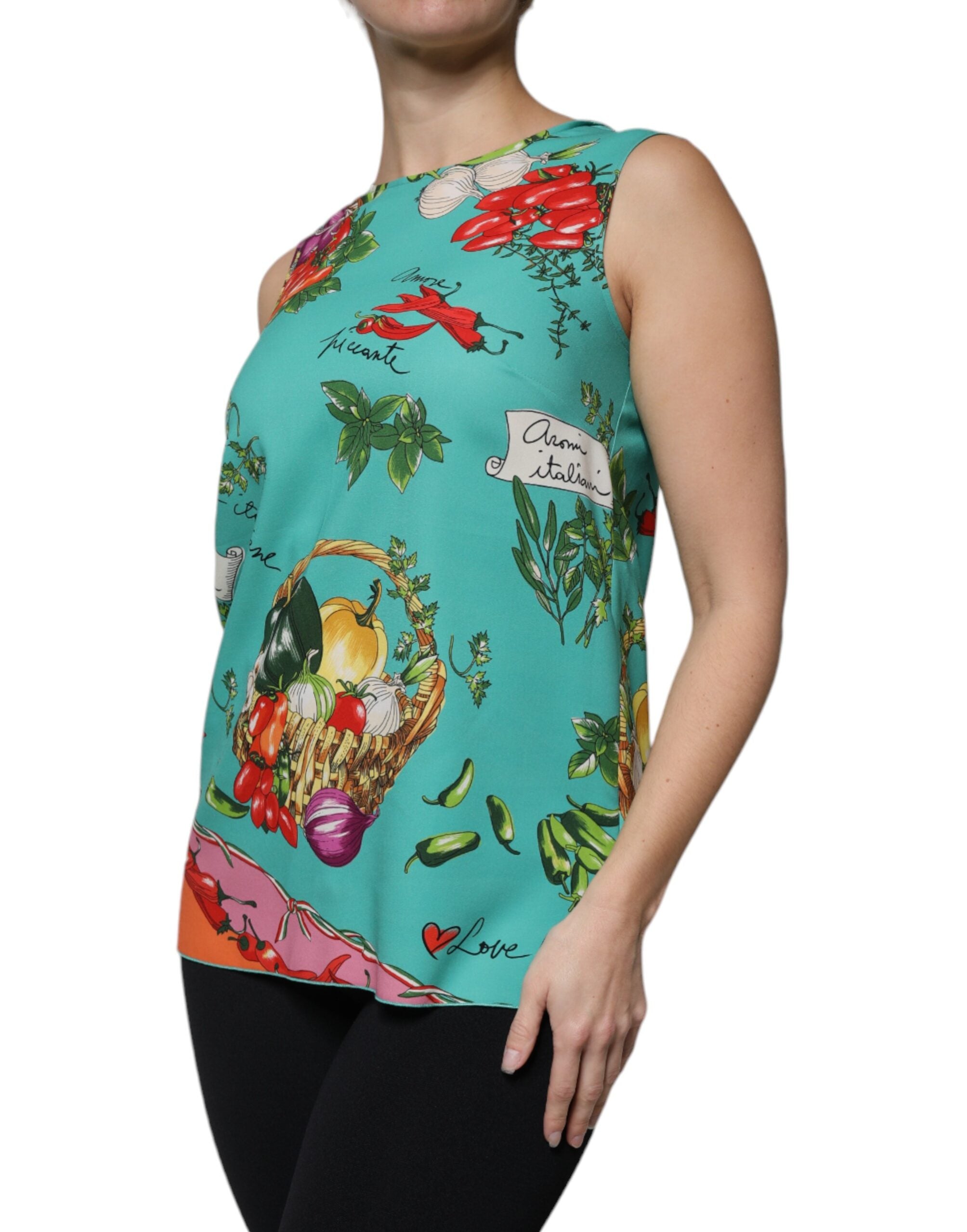 Débardeur sans manches Dolce &amp; Gabbana à imprimé végétal multicolore
