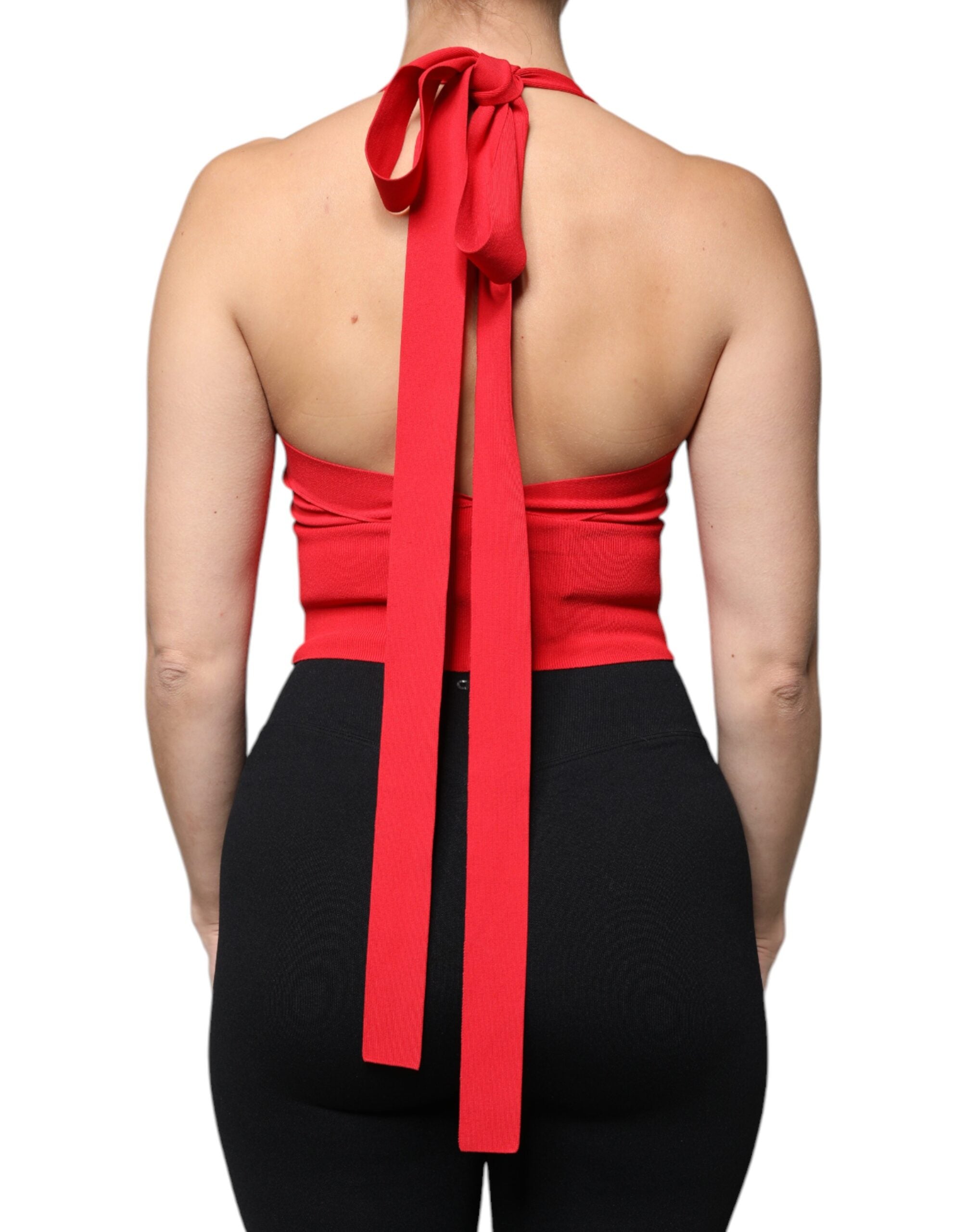 Débardeur court dos nu sans manches en viscose rouge Dolce &amp; Gabbana
