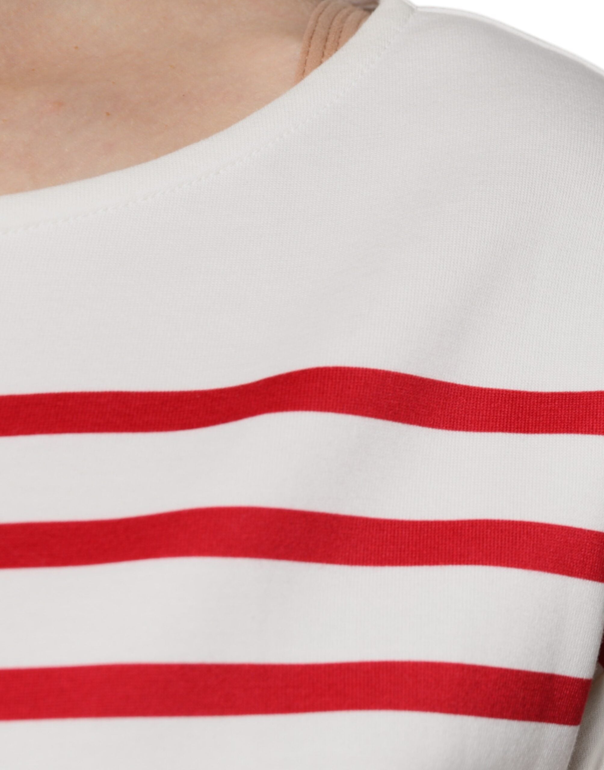 Haut à manches longues en coton à rayures blanches et rouges Dolce &amp; Gabbana