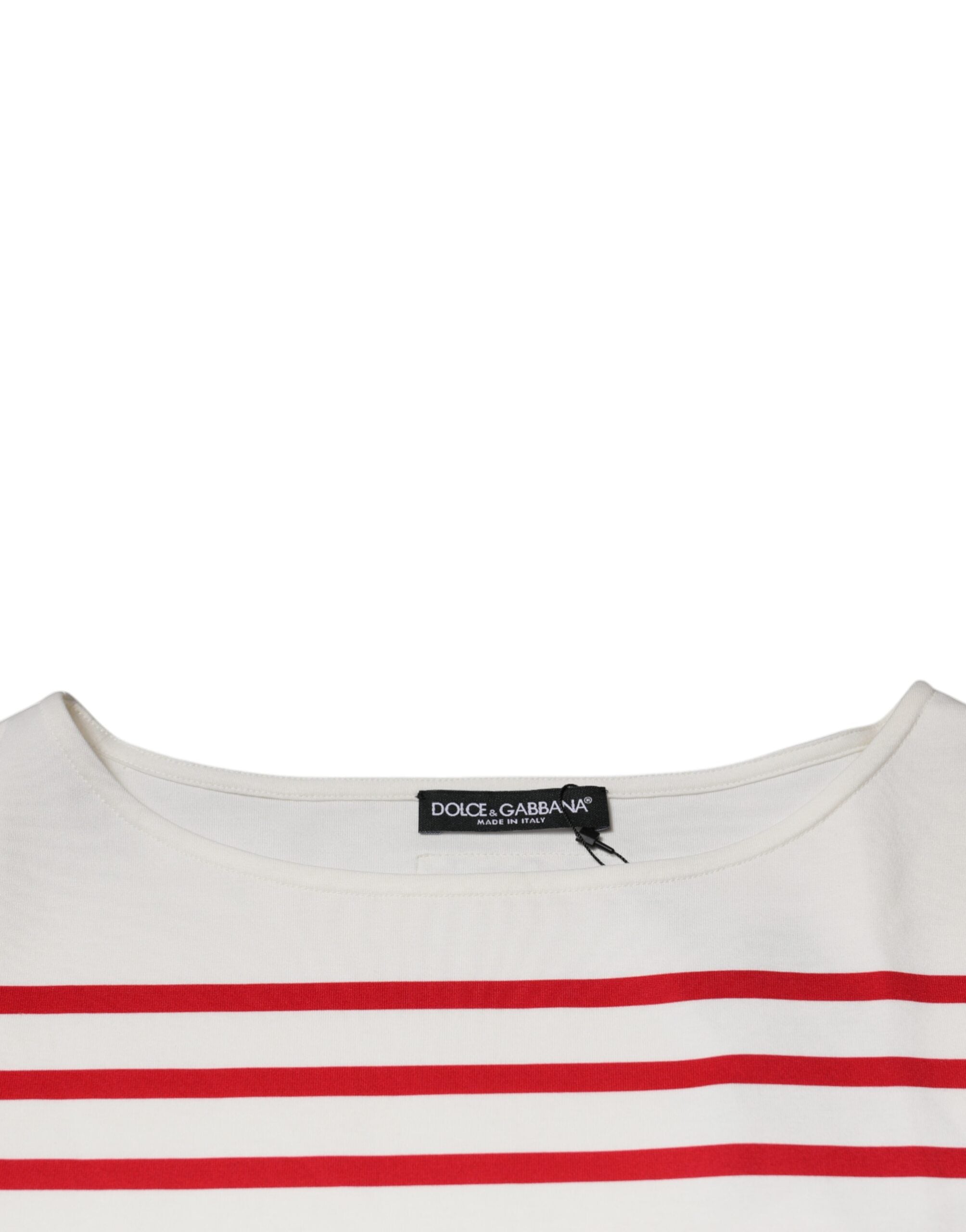 Haut à manches longues en coton à rayures blanches et rouges Dolce &amp; Gabbana