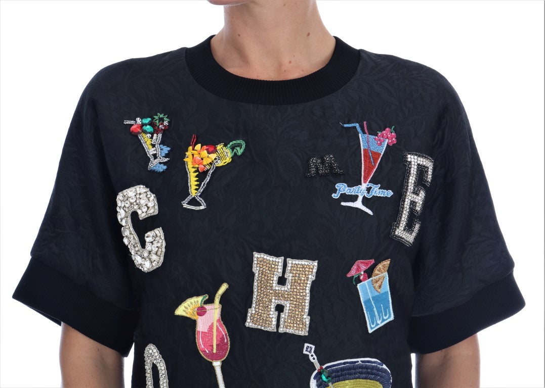 Dolce &amp; Gabbana – Schwarzer Pullover mit verzaubertem Kristall