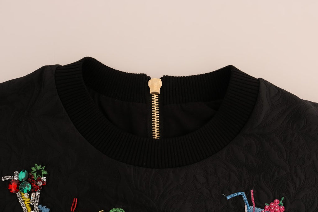 Dolce &amp; Gabbana – Schwarzer Pullover mit verzaubertem Kristall