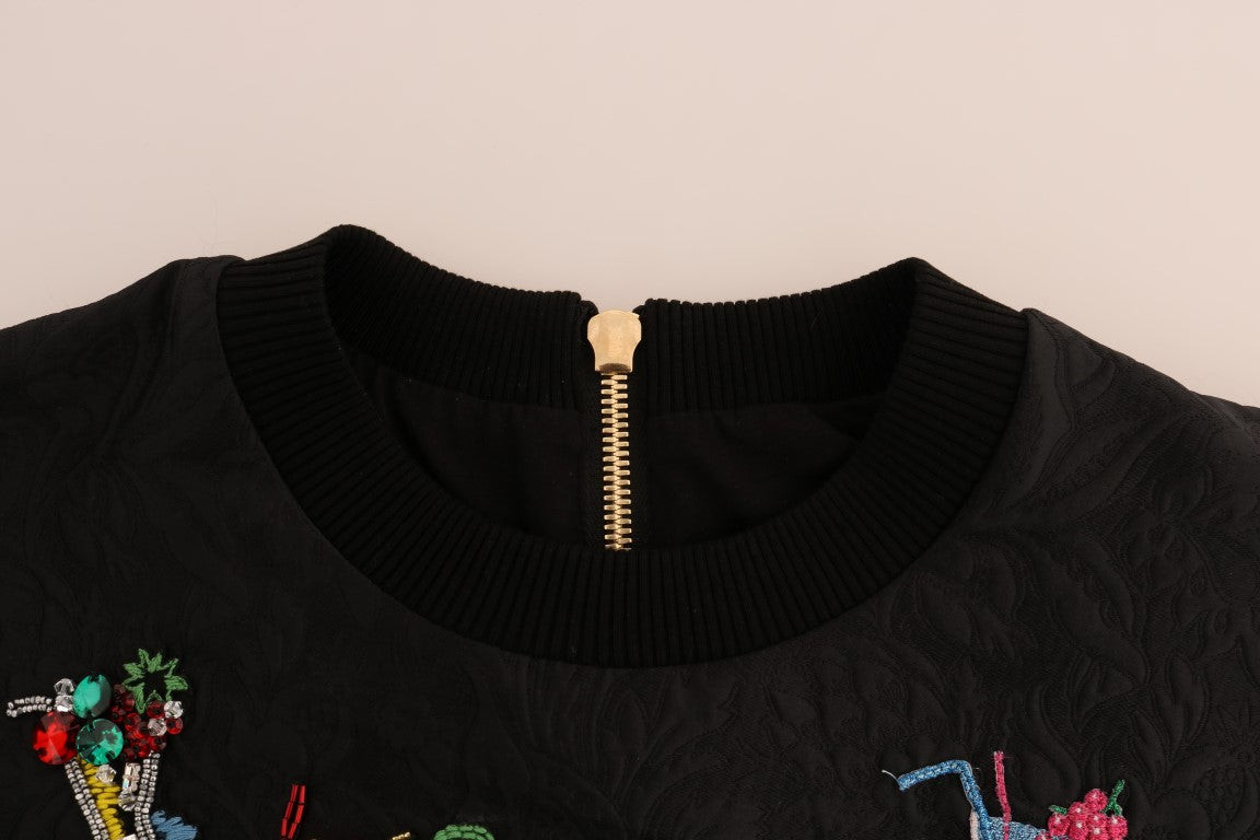 Dolce &amp; Gabbana – Schwarzer Pullover mit verzaubertem Kristall