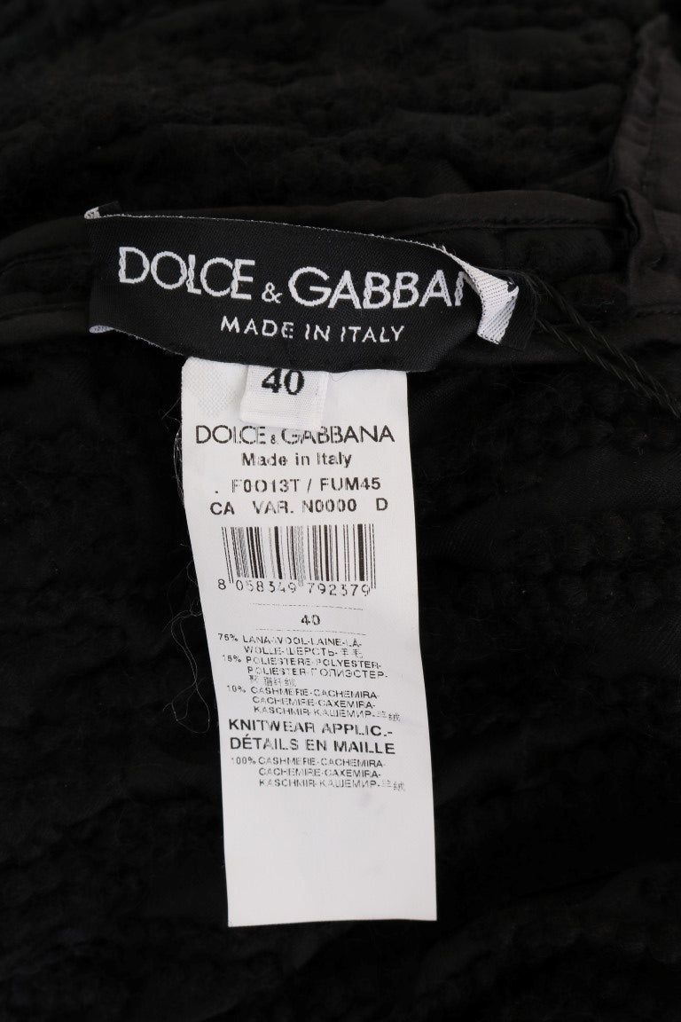 Dolce &amp; Gabbana Eleganter schwarzer Woll-Kaschmir-Pullover mit Fransen