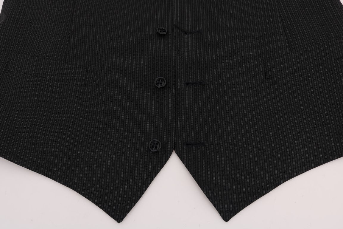 Dolce &amp; Gabbana Élégant gilet en laine mélangée à rayures grises