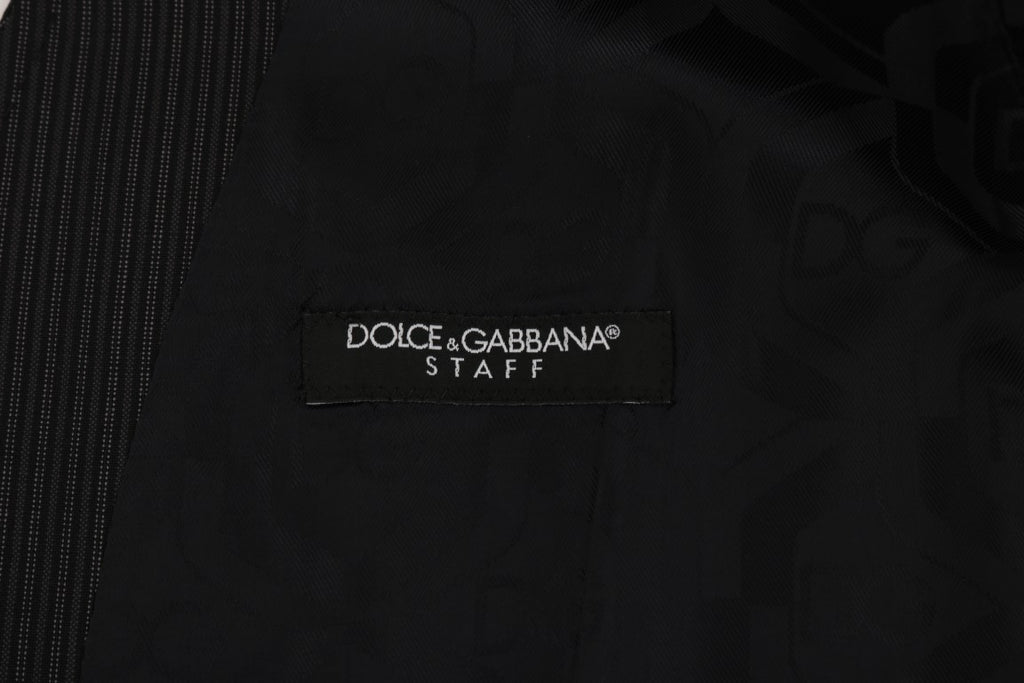 Dolce &amp; Gabbana Élégant gilet en laine mélangée à rayures grises