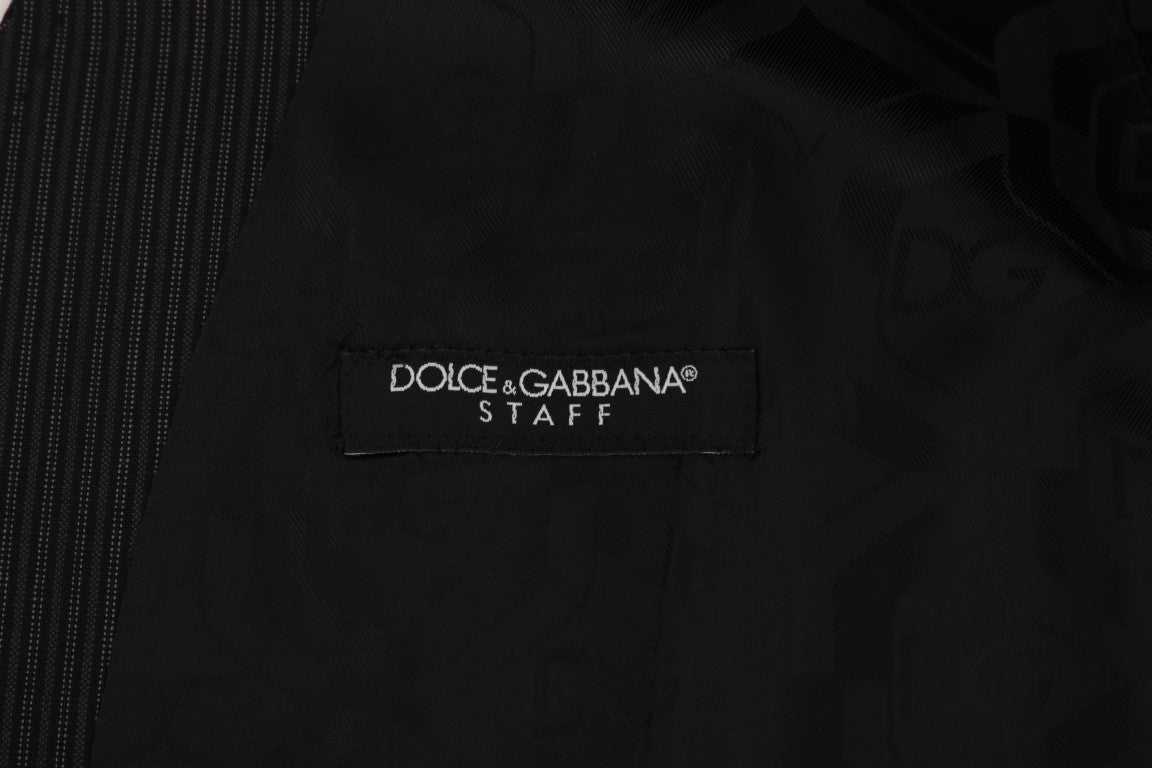 Dolce &amp; Gabbana Élégant gilet en laine mélangée à rayures grises